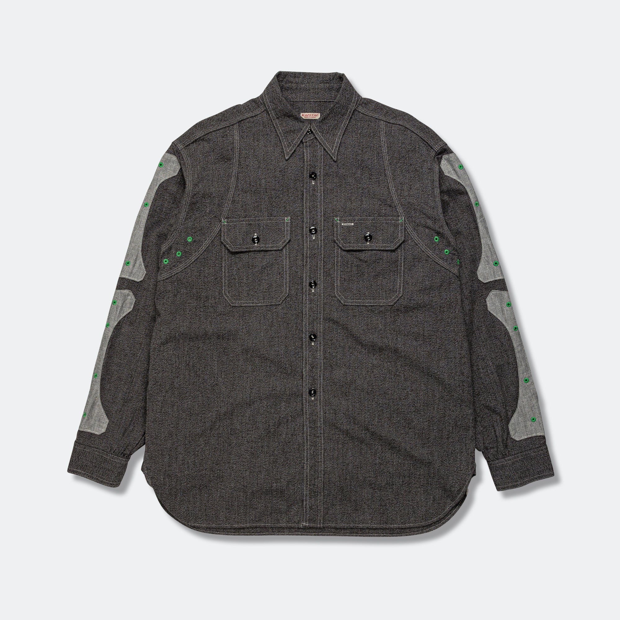 Grandrelle 2TONES BONE Patch Ventilator Workshirt - Charcoal