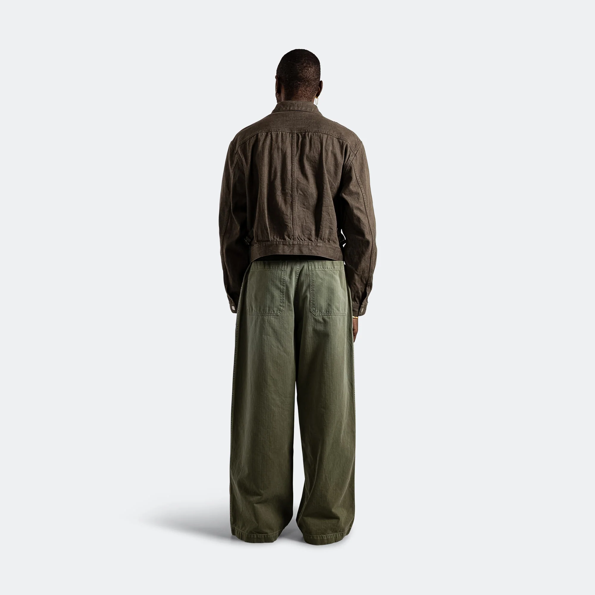 Herringbone FATIGUE Baggy Pants - Khaki - Image 10