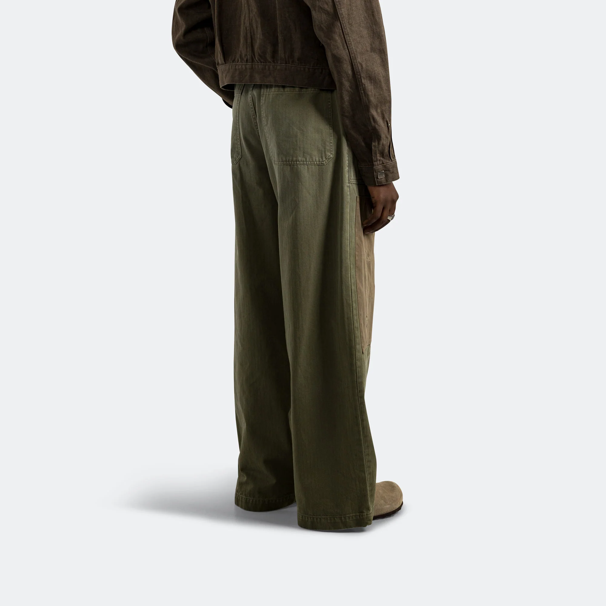 Herringbone FATIGUE Baggy Pants (RUSHFILED Remake) - Khaki - Image 4
