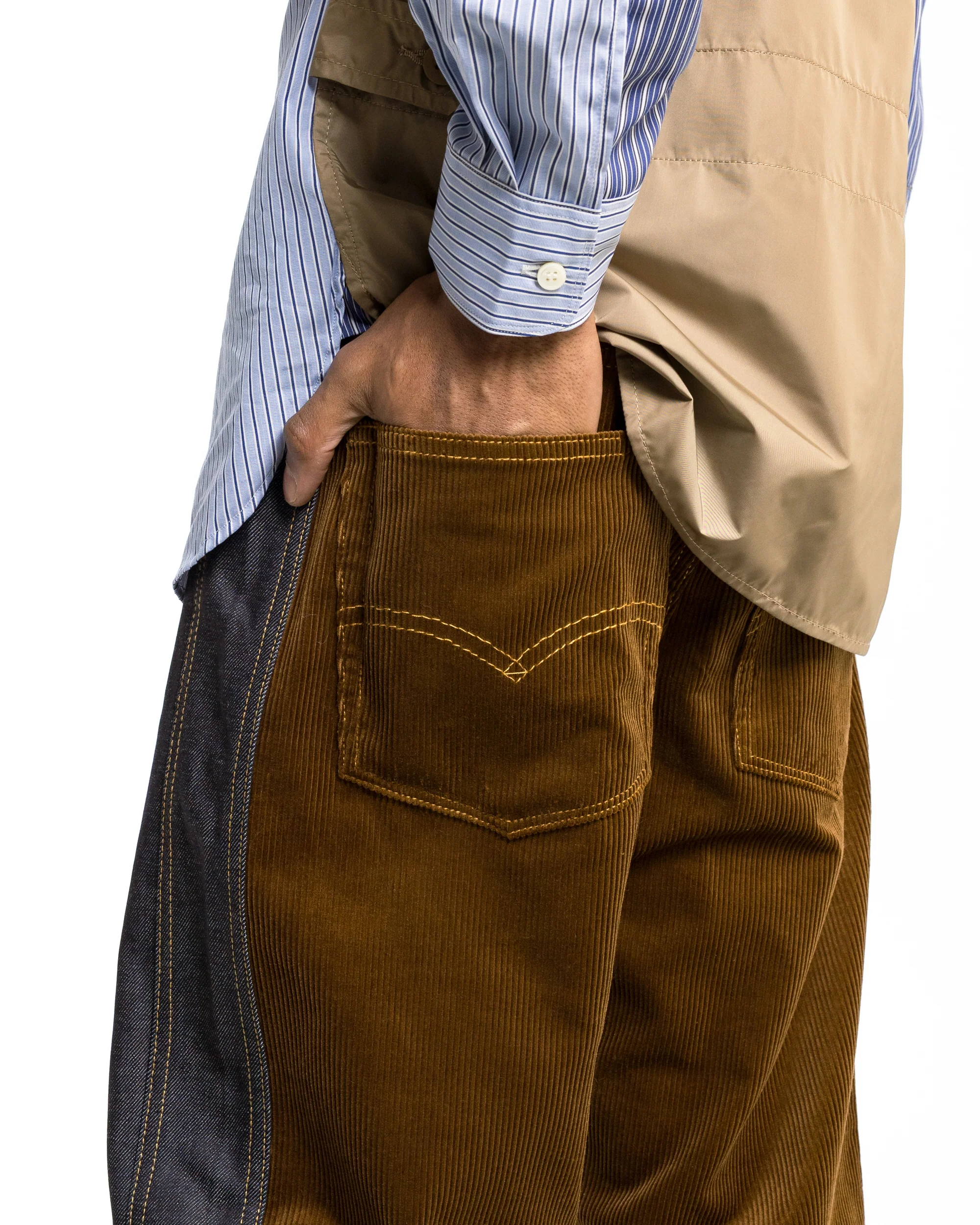 Cotton Denim Corduroy Pants x Levis - Indigo/Brown - Image 5