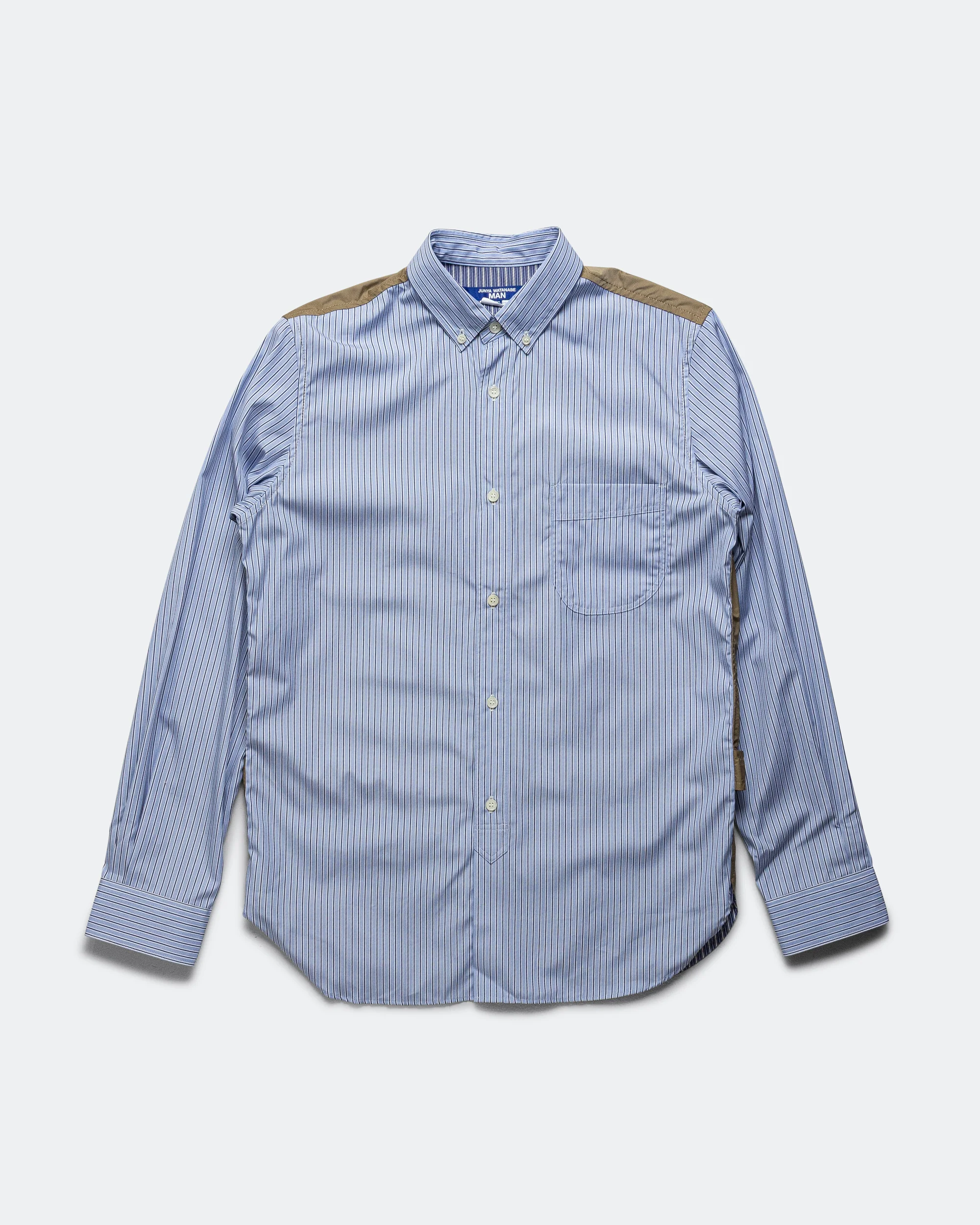 Cotton Stripe Nylon Taffeta Shirt - Sax/Beige