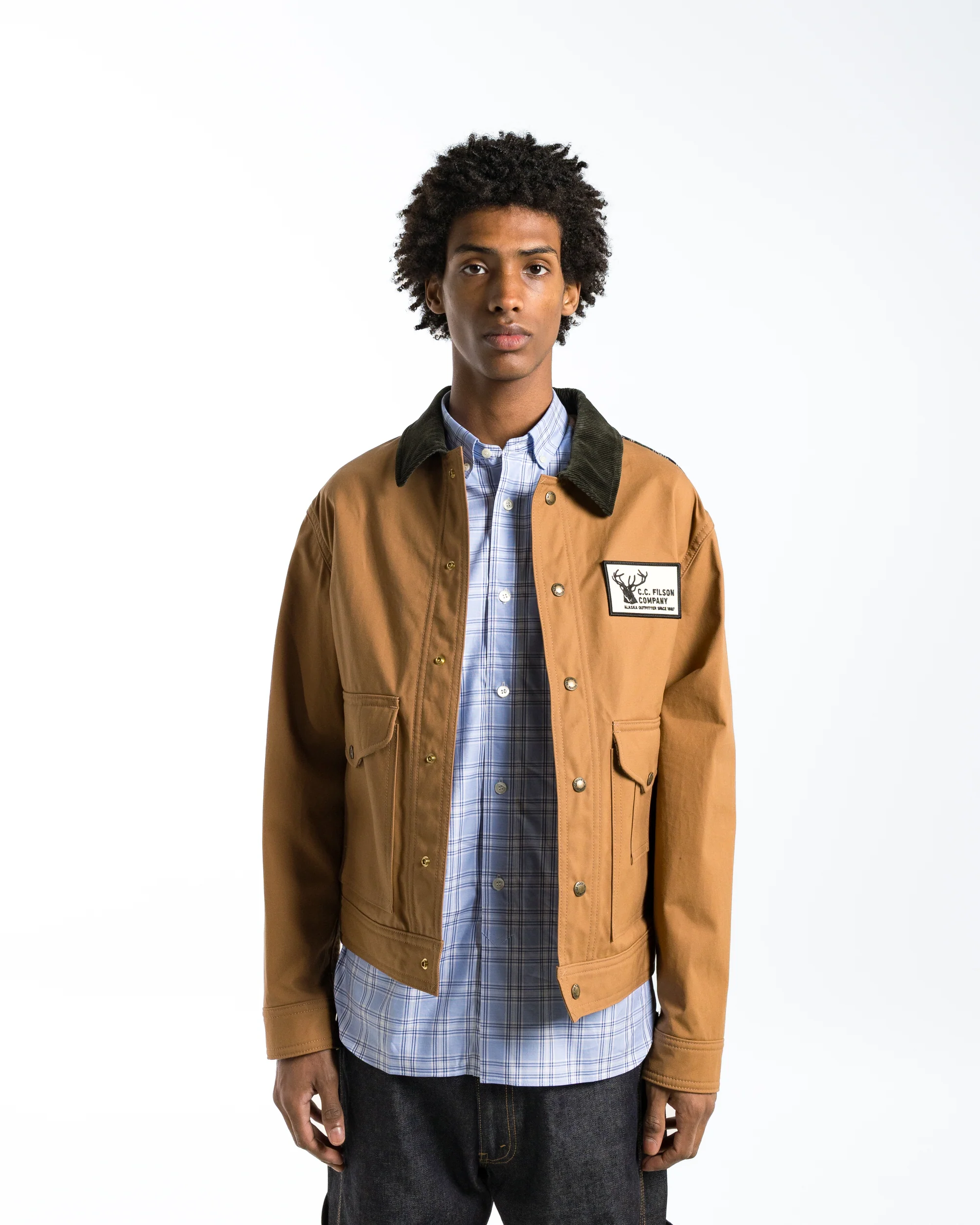 Cotton Wool Check Jacket x FILSON - Beige/Navy - Image 2