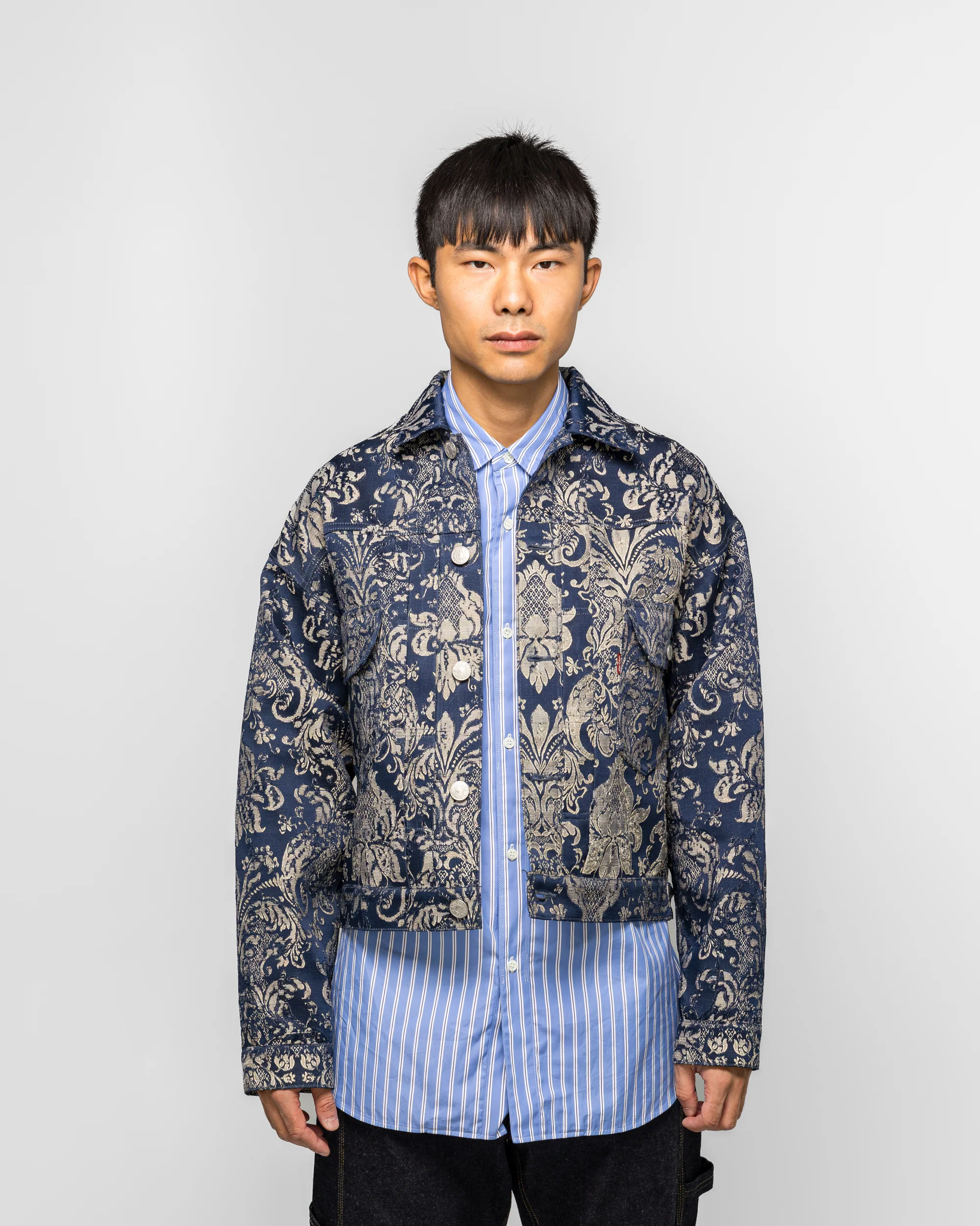 Polyester Rayon Damask Blouson x Levi's - Navy/Beige - Image 2