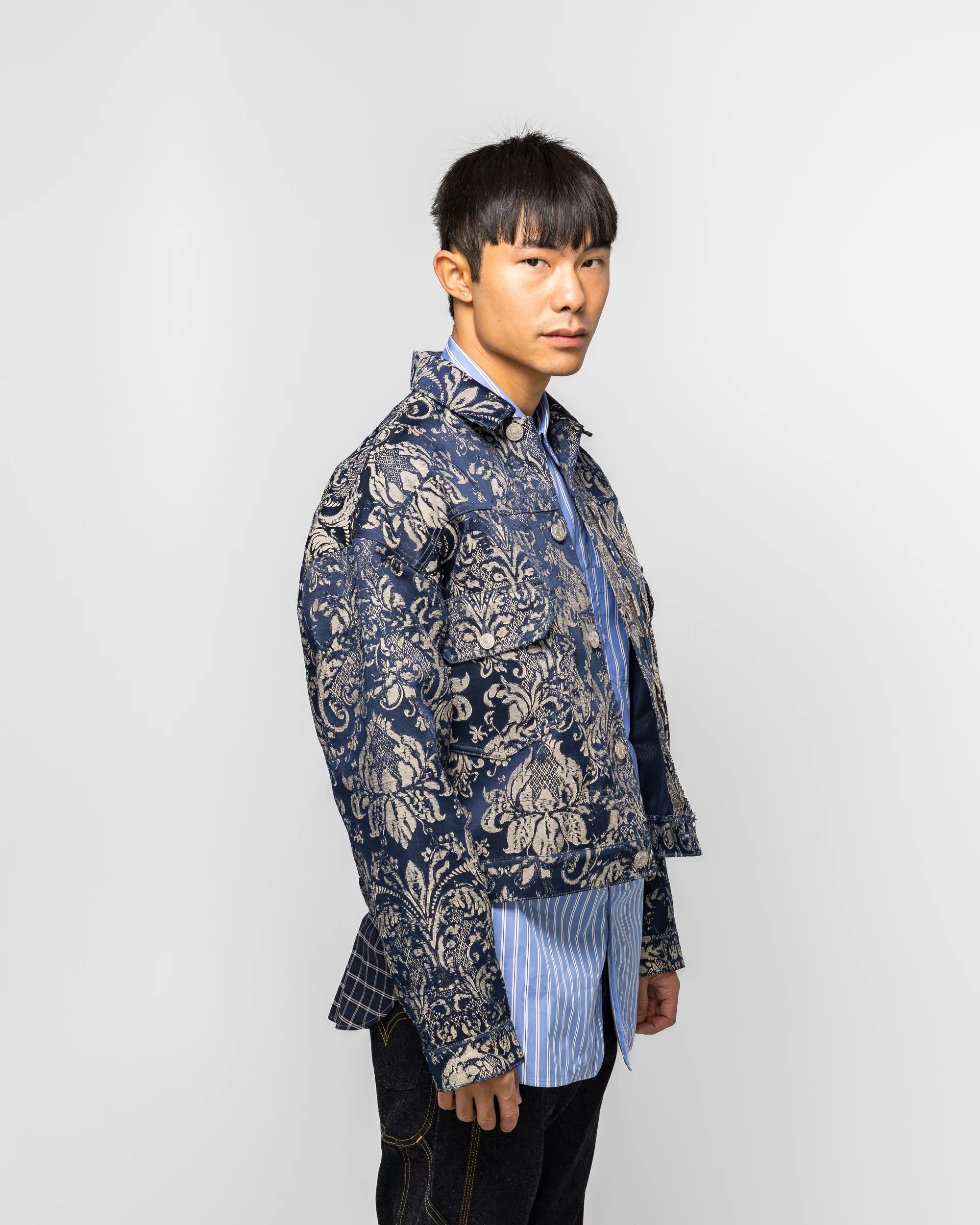 Polyester Rayon Damask Blouson x Levi's - Navy/Beige - Image 3