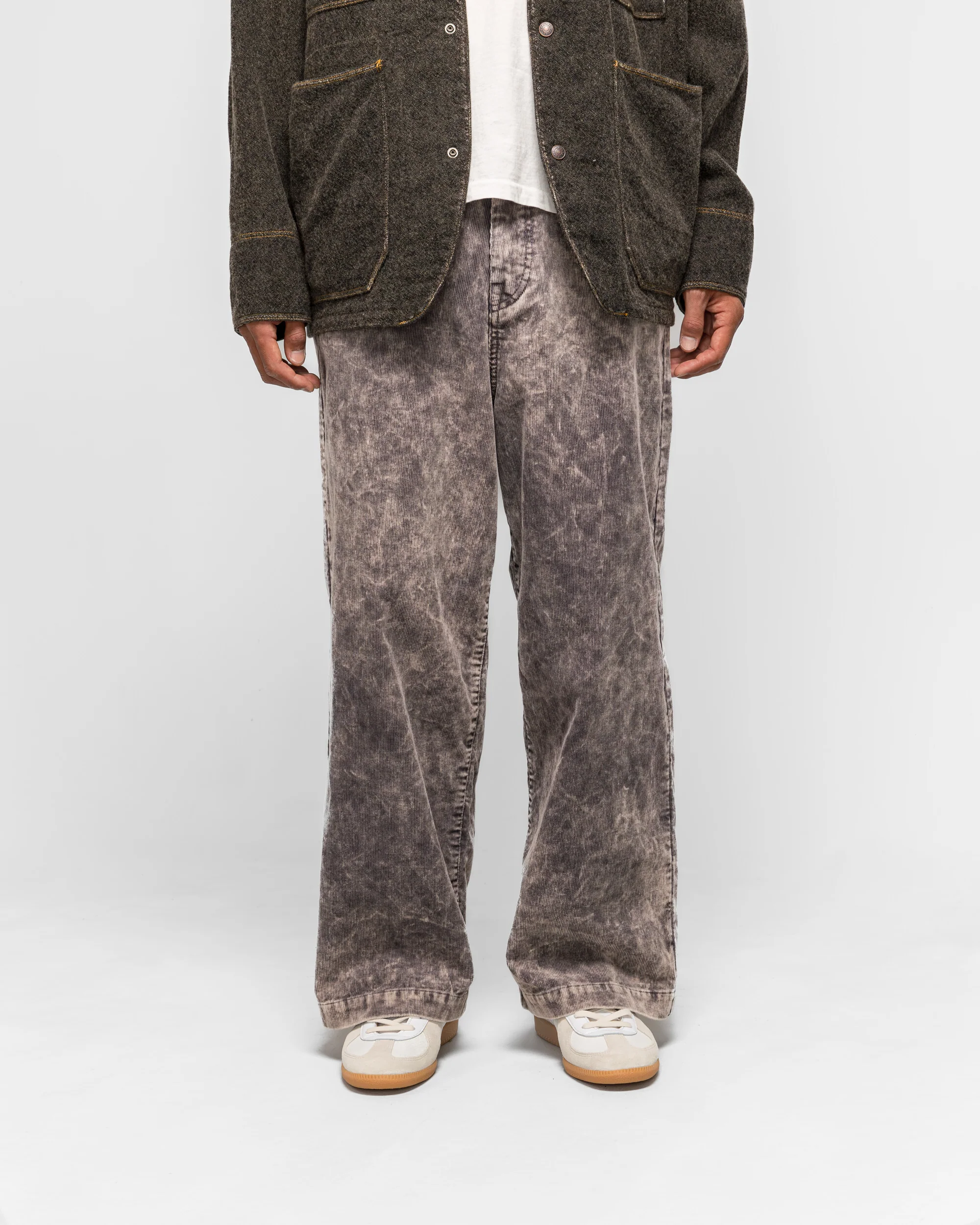 14W Corduroy BOOGIE-DAY PORT Baggy Pants (Dirty Dyed) - Grey - Image 2