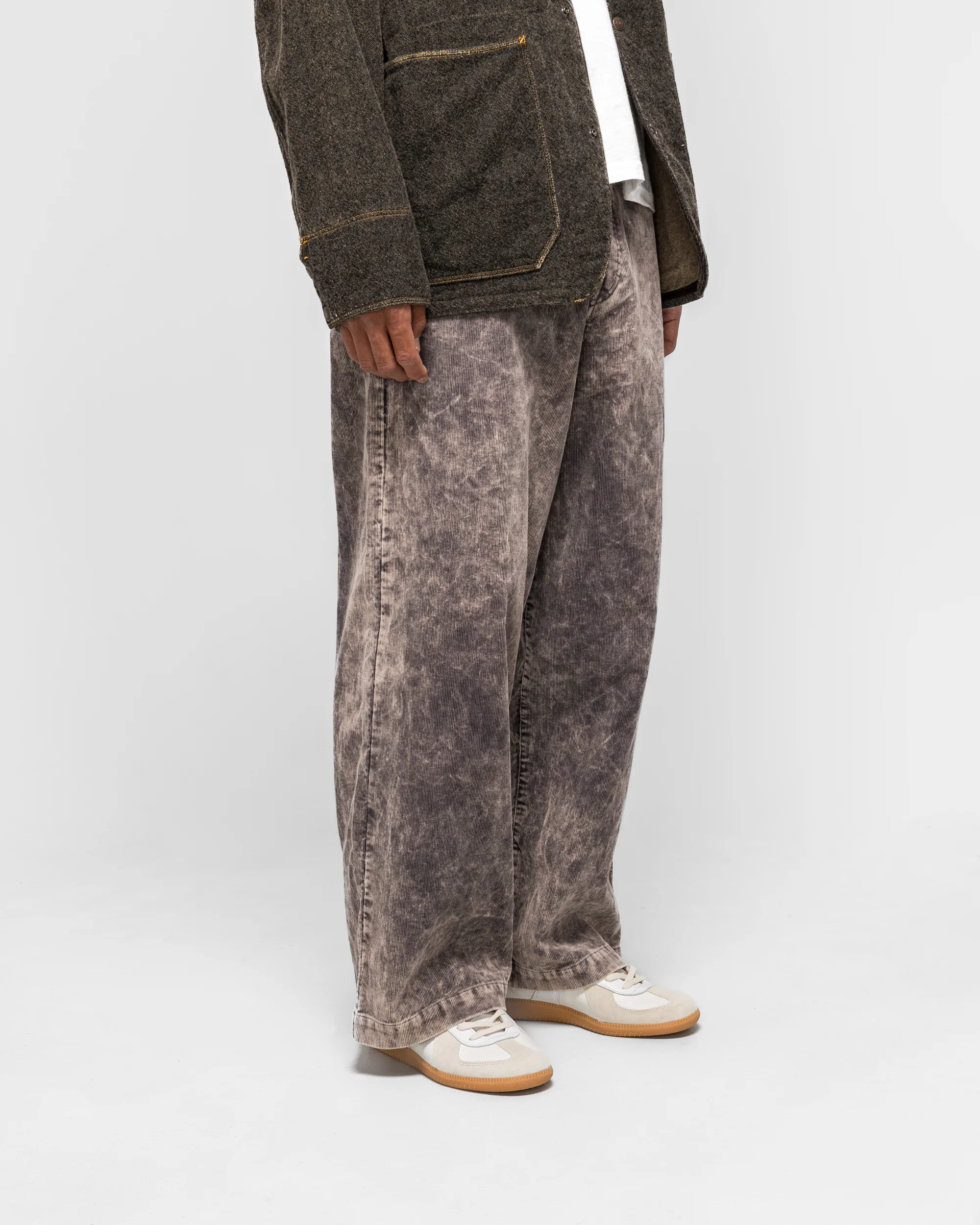 14W Corduroy BOOGIE-DAY PORT Baggy Pants (Dirty Dyed) - Grey - Image 3