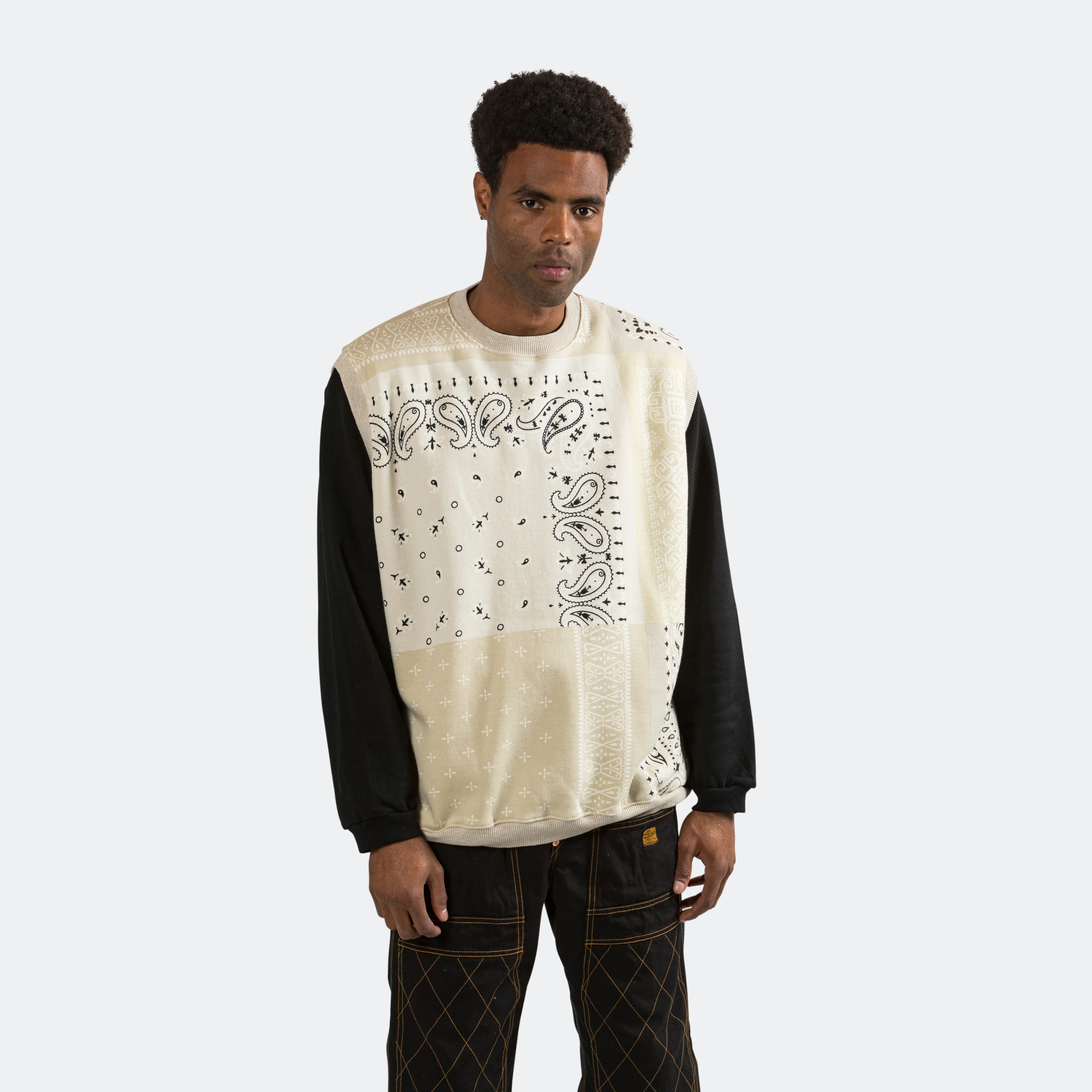 30/-SWT Knit Bandana BIG Vest - Ecru - Image 2