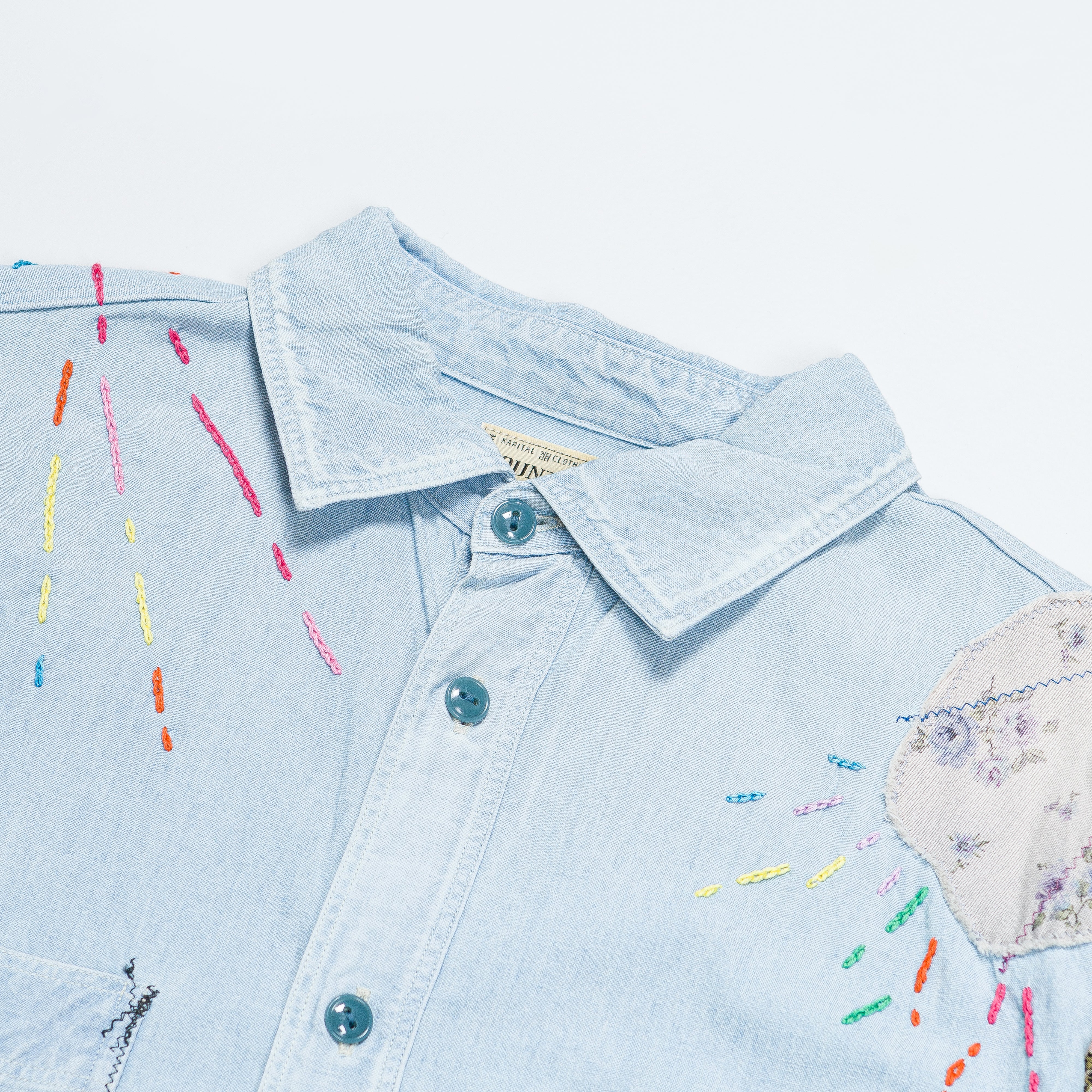 Chambray WORK Shirt (HIPPIE PATCH REMAKE) - Sax - Image 3