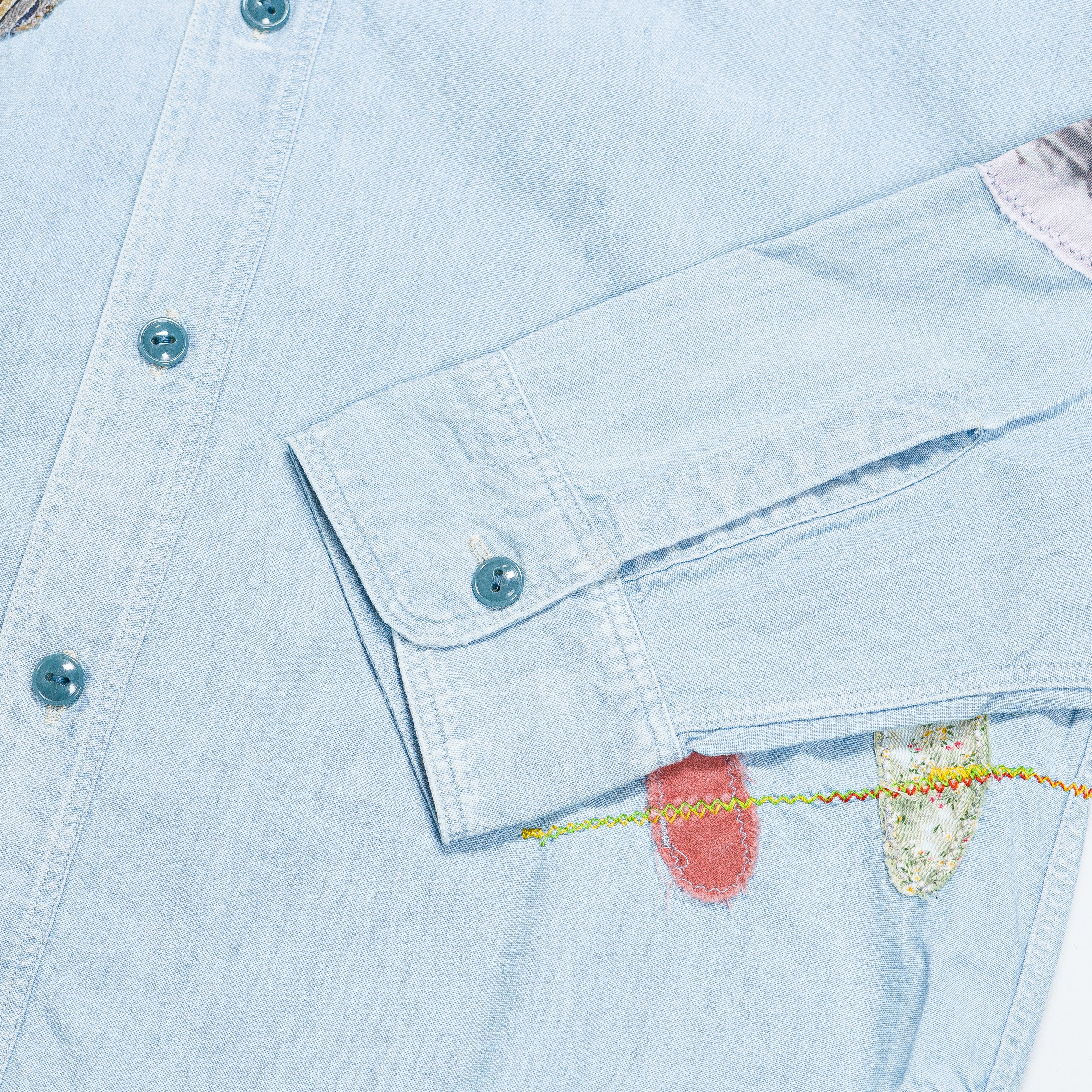 Chambray WORK Shirt (HIPPIE PATCH REMAKE) - Sax - Image 6