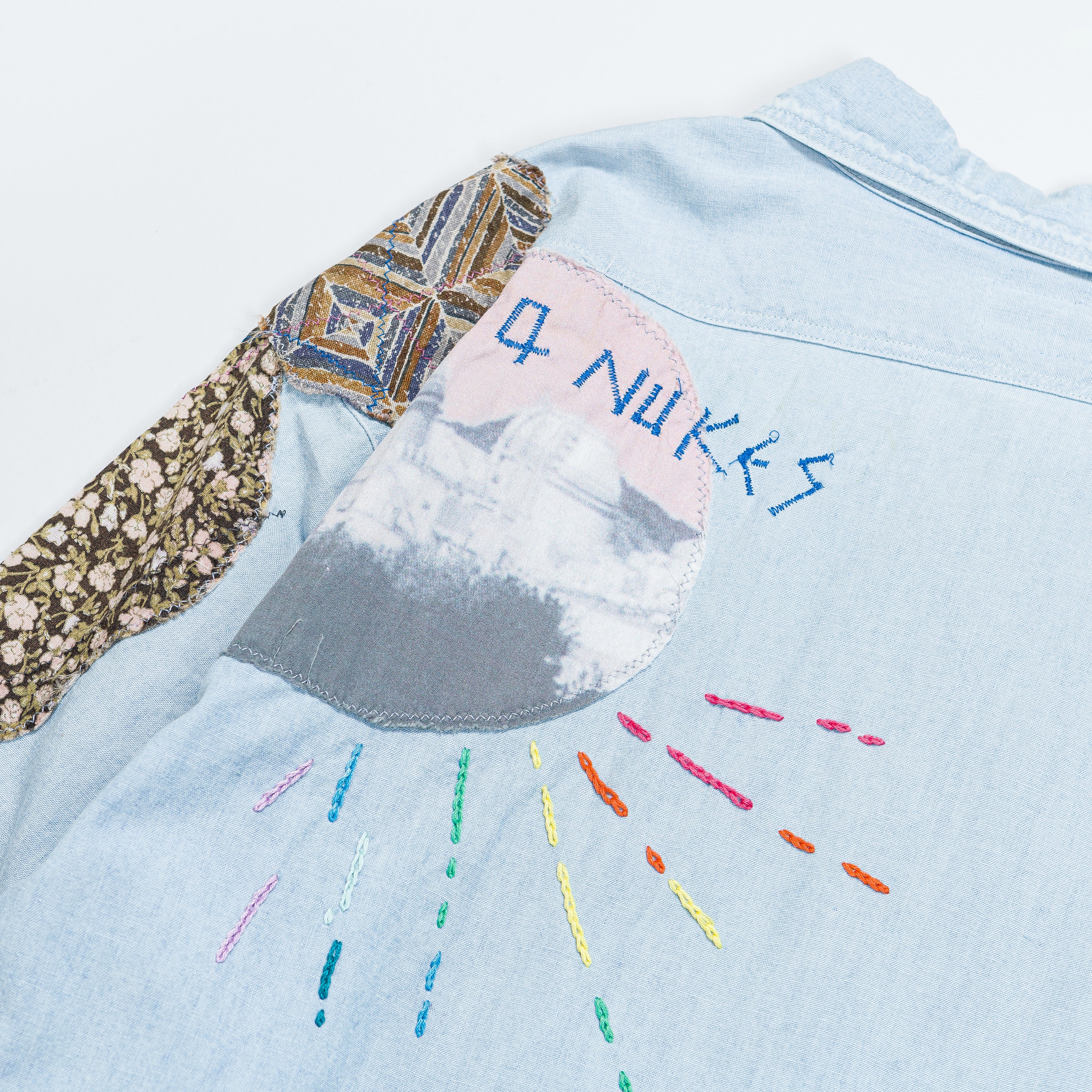 Chambray WORK Shirt (HIPPIE PATCH REMAKE) - Sax - Image 7