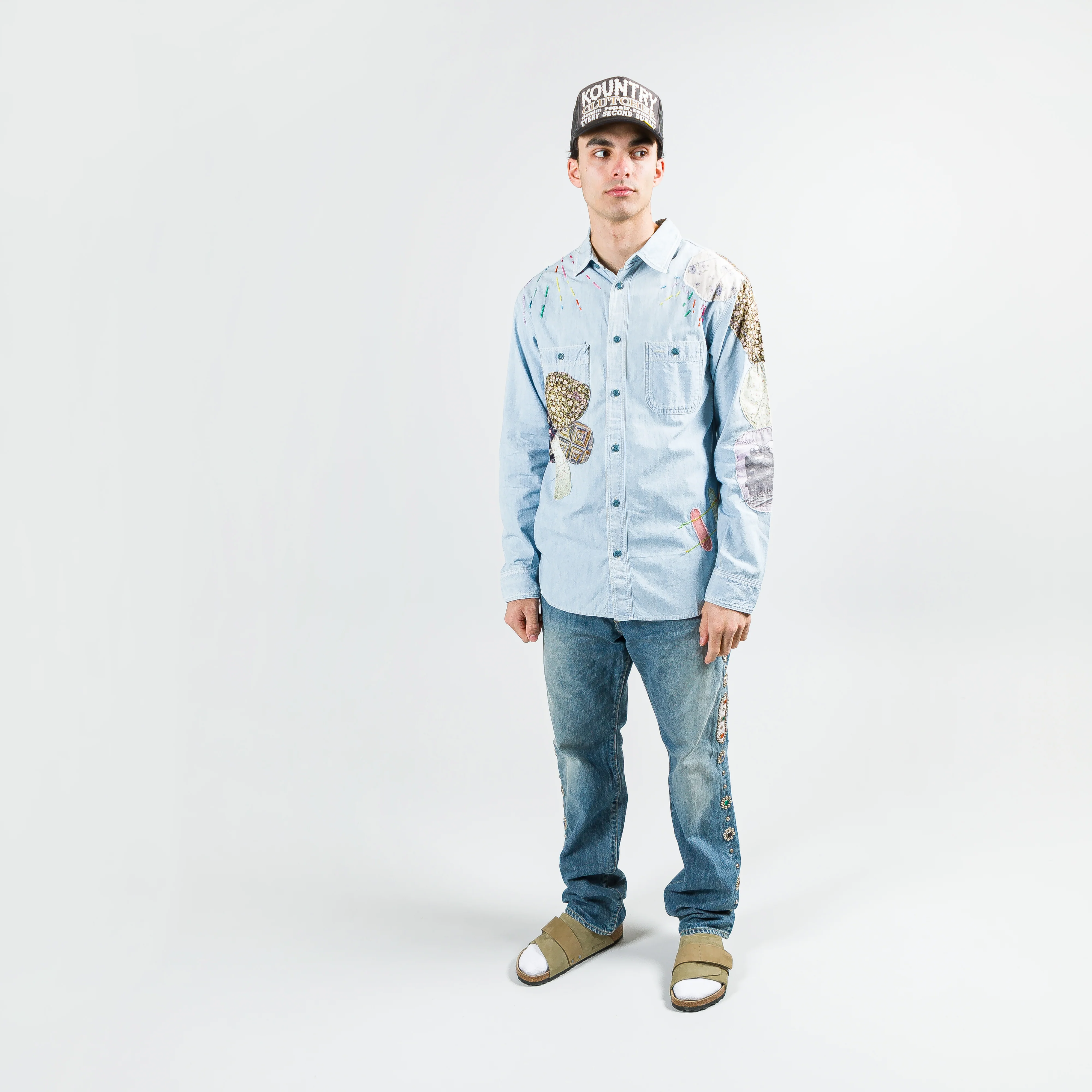 Chambray WORK Shirt (HIPPIE PATCH REMAKE) - Sax - Image 8