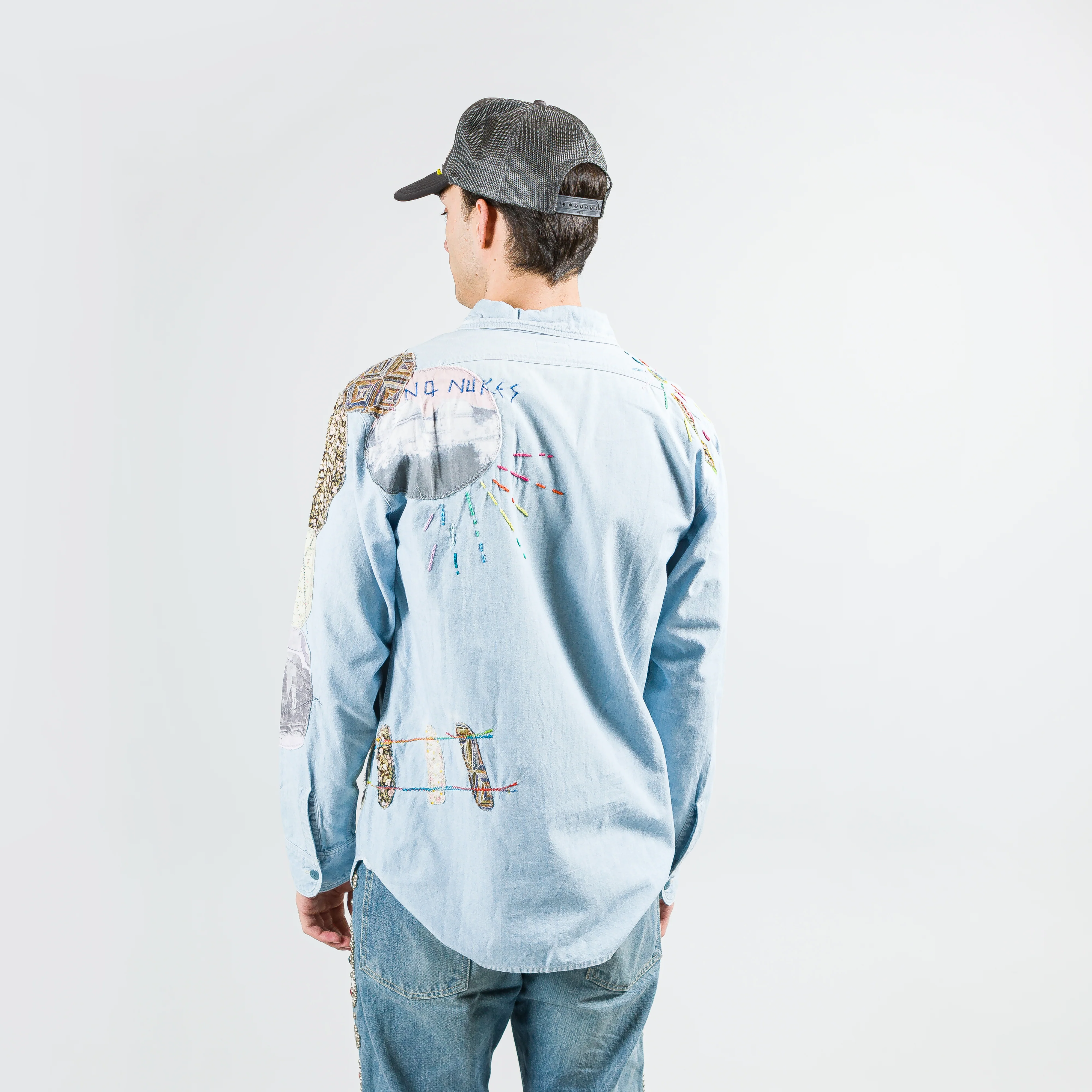 Chambray WORK Shirt (HIPPIE PATCH REMAKE) - Sax - Image 9