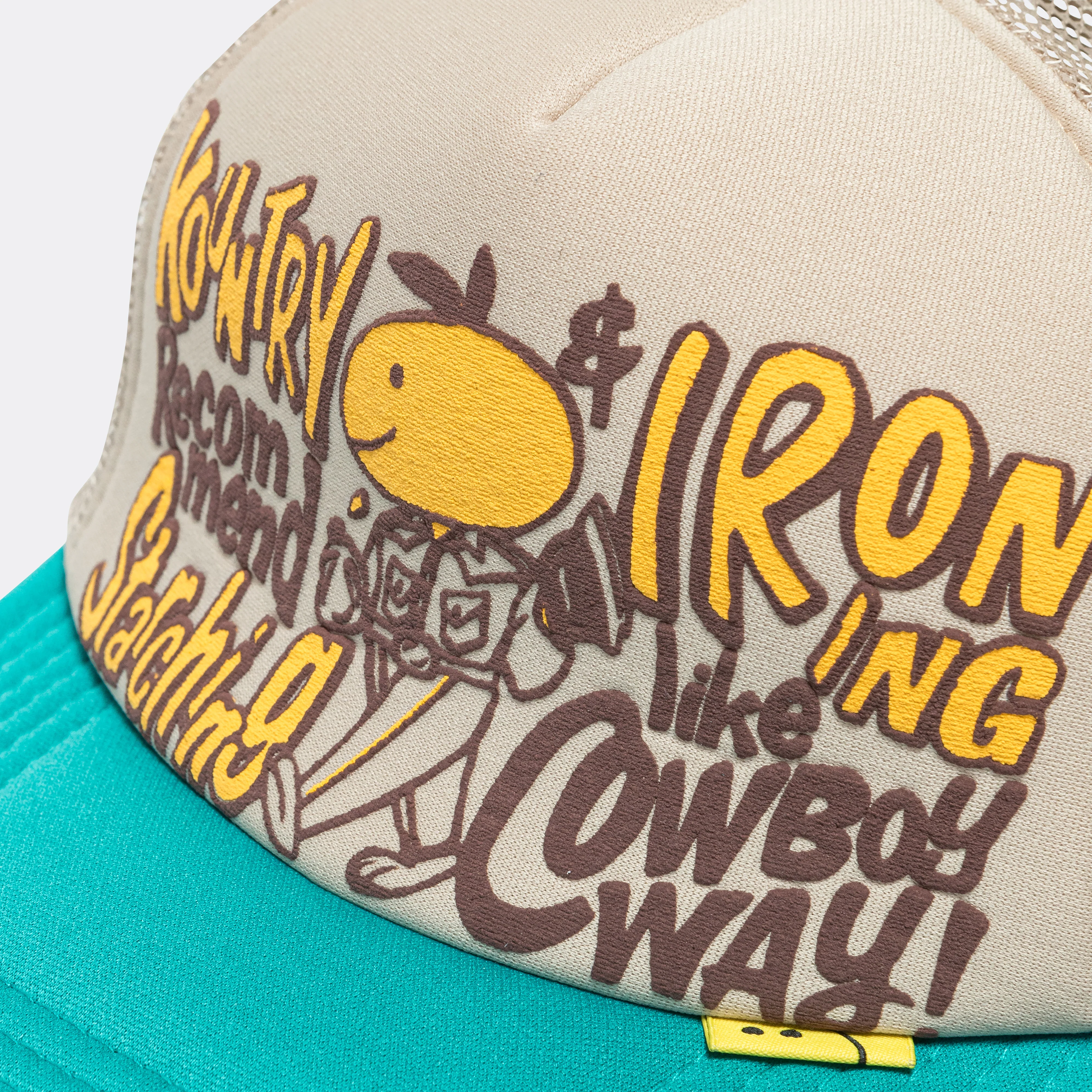 CONEYCOWBOWY Trucker CAP - Beige x Turquoise - Image 3