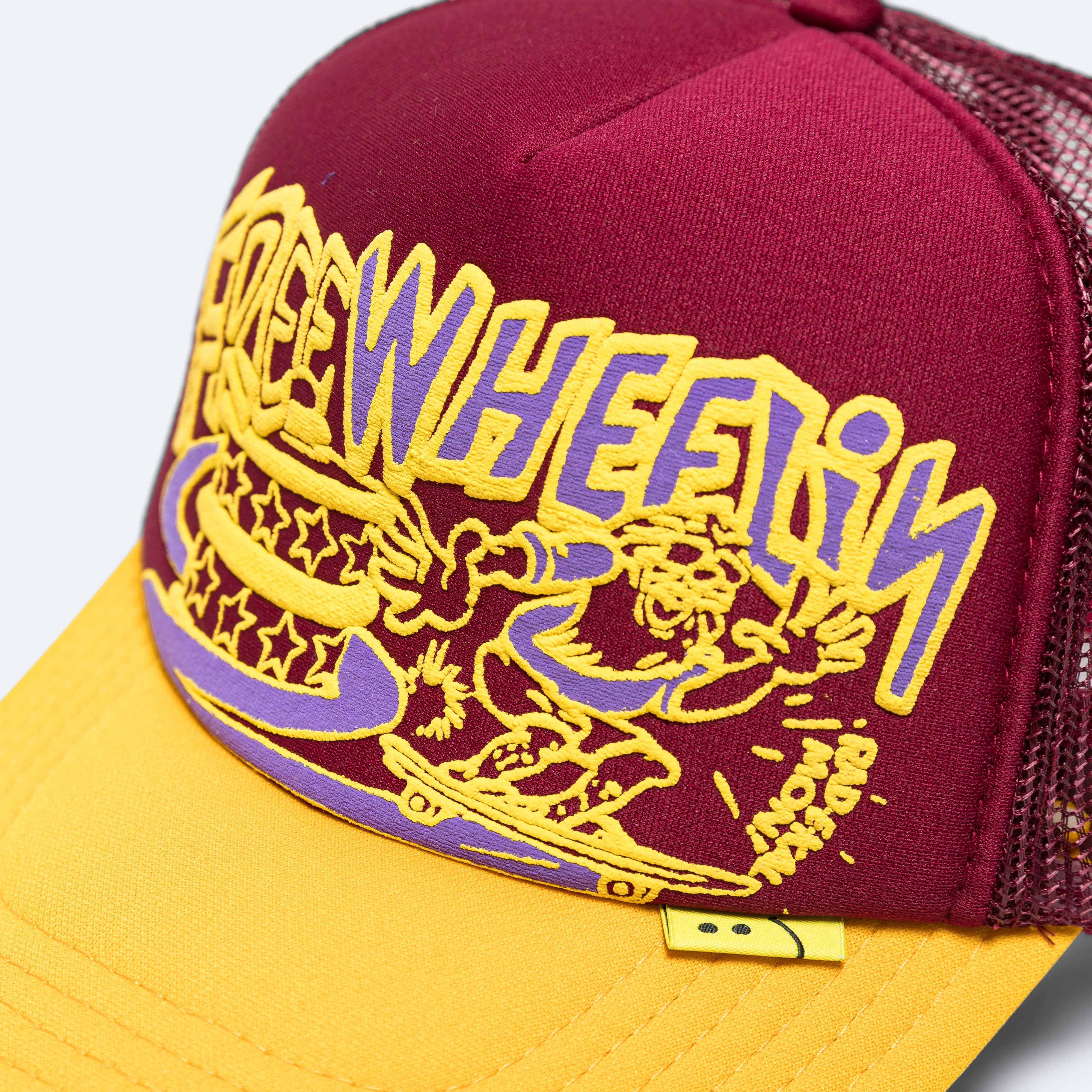 FREE WHEELIN' Trucker Cap - Burgundy - Image 3