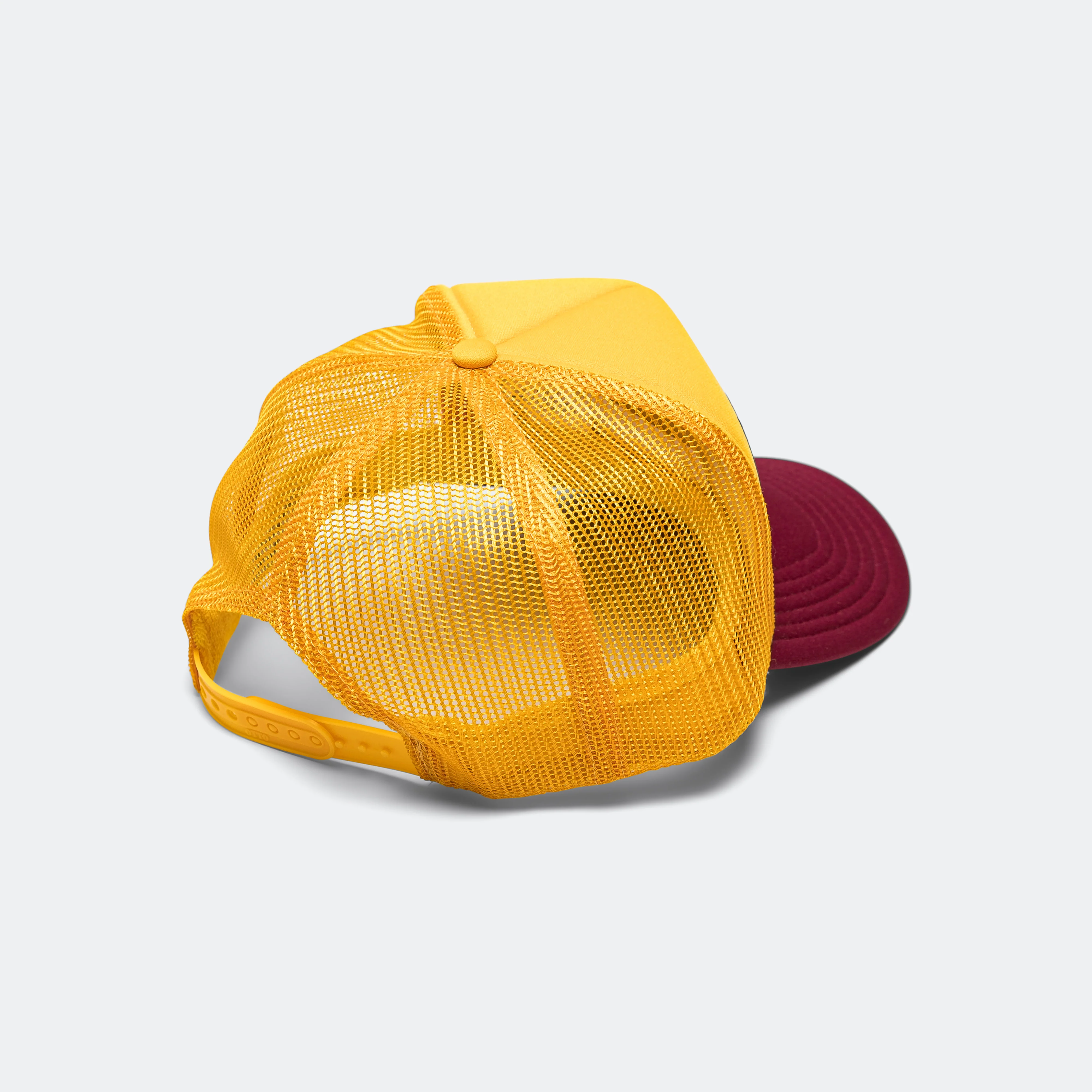 FREE WHEELIN' Trucker Cap - Gold/Burgundy - Image 2
