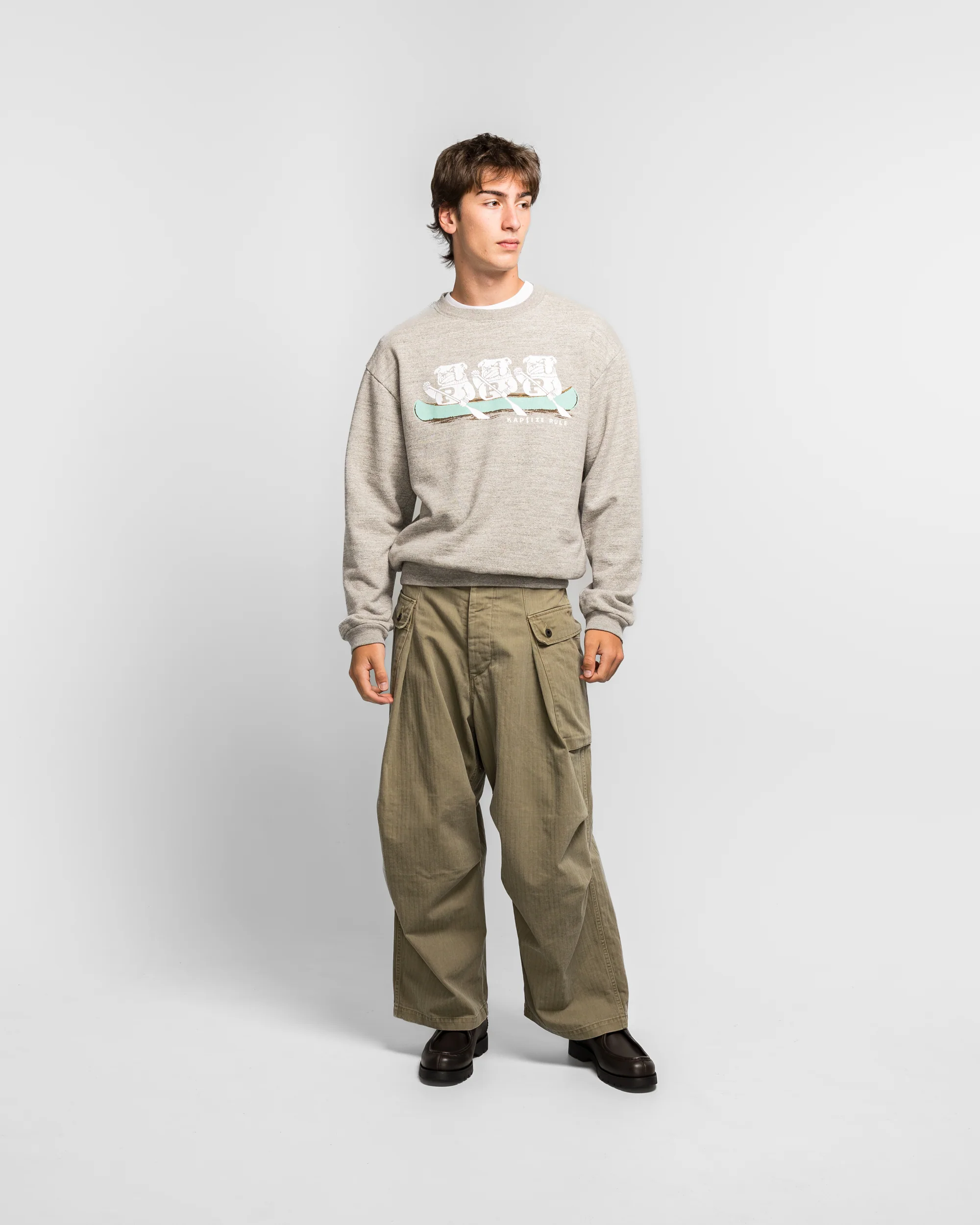 Herringbone JUMBO MONKEY Pants - Khaki - Image 6