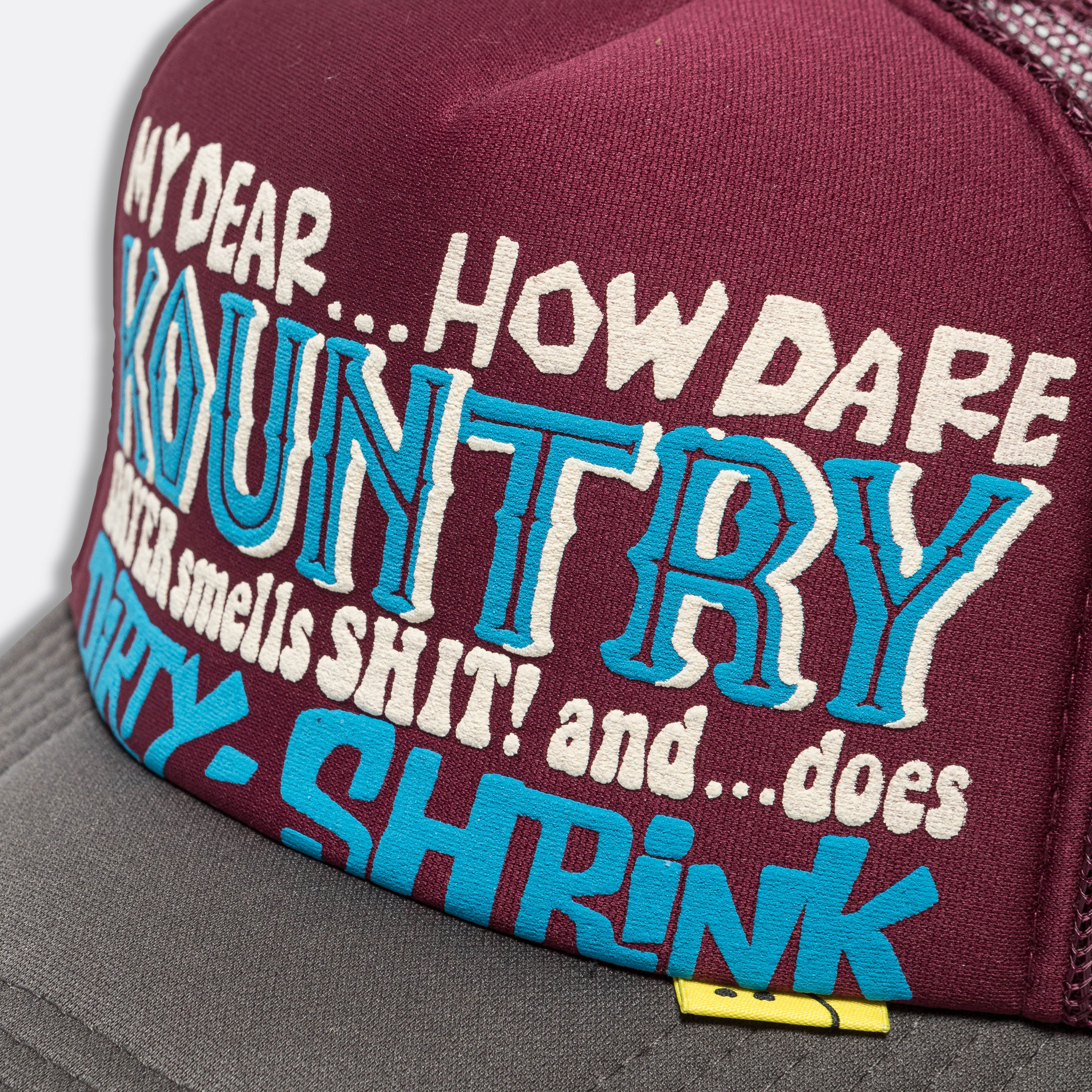 KOUNTRY DIRTY SHRINK Trucker CAP - Burgundy x Charcoal - Image 3