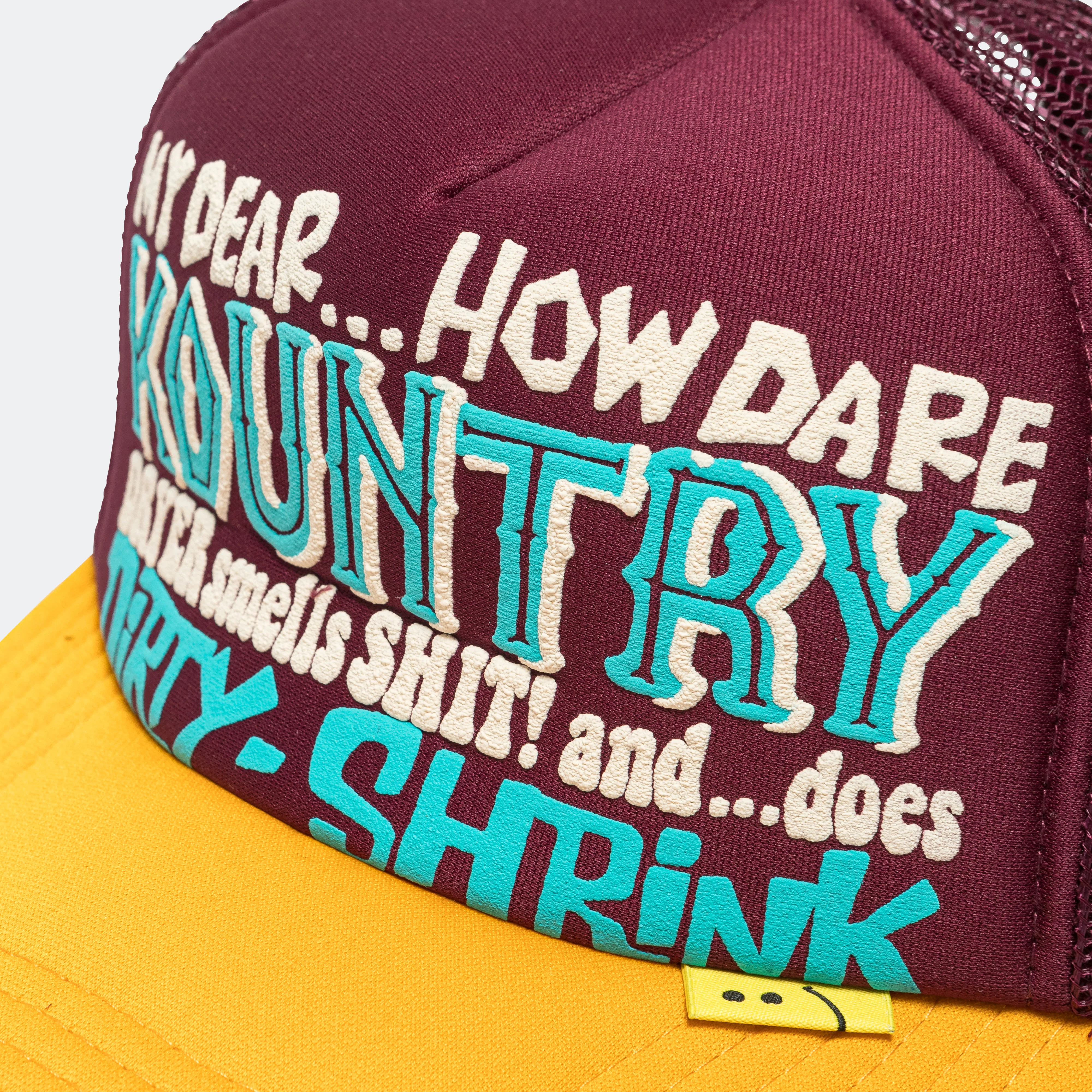 KOUNTRY DIRTY SHRINK Trucker CAP - Burgundy x Gold - Image 3