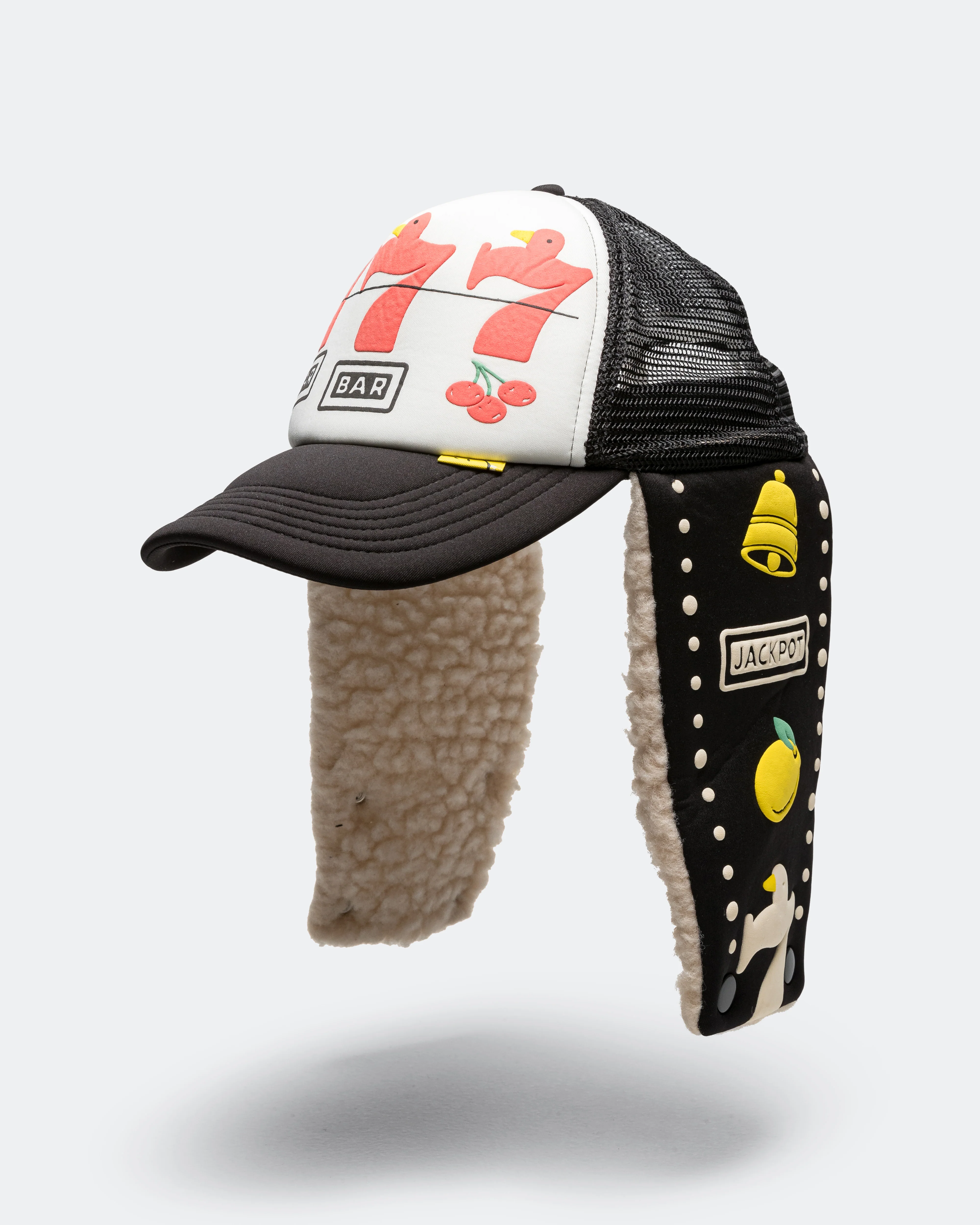 Lucky Bird LUMBER Trucker Cap - White/Black - Image 3