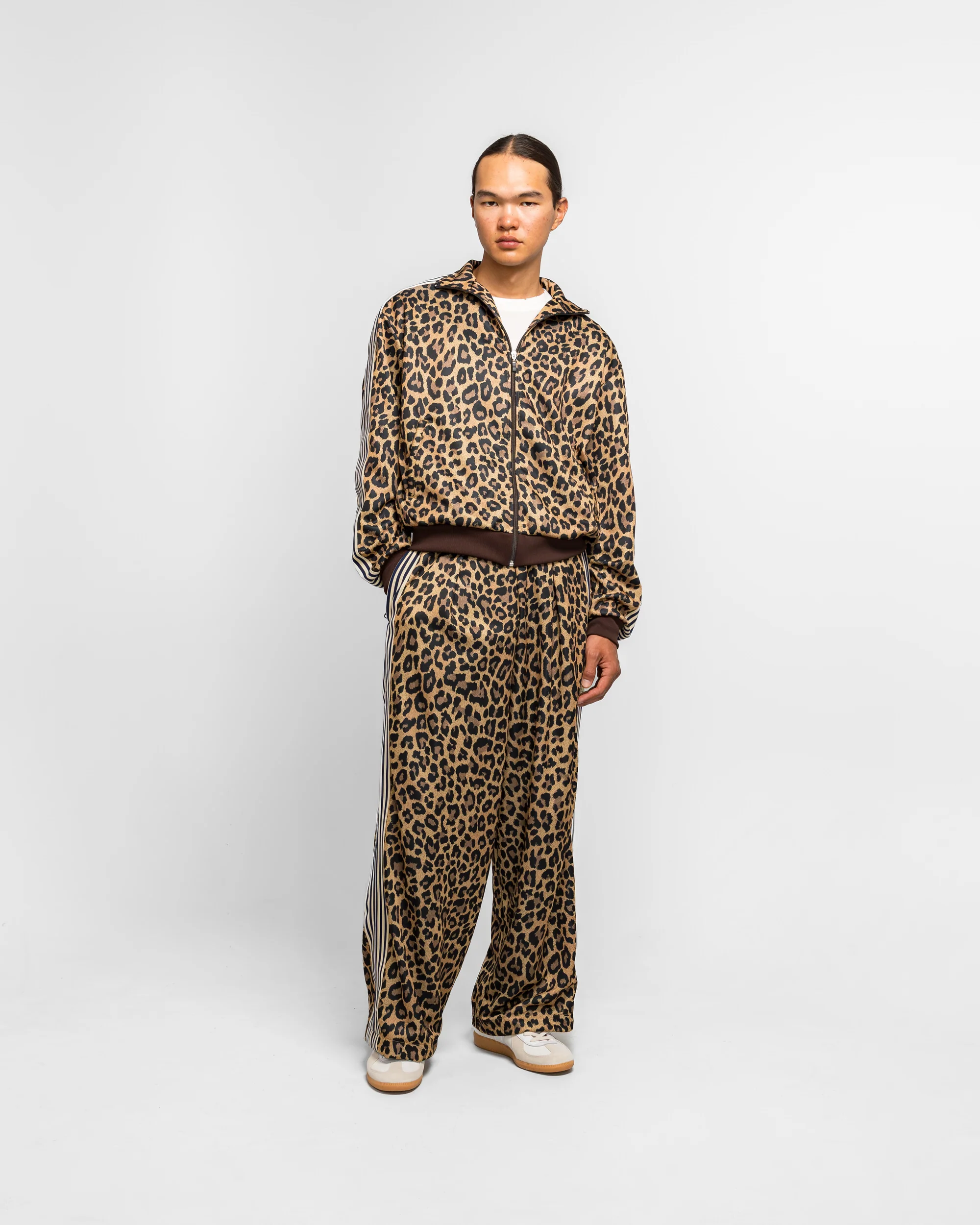Smooth Jersey Leopard STANTMAN & WOMAN Baggy Track Pants - Brown - Image 6