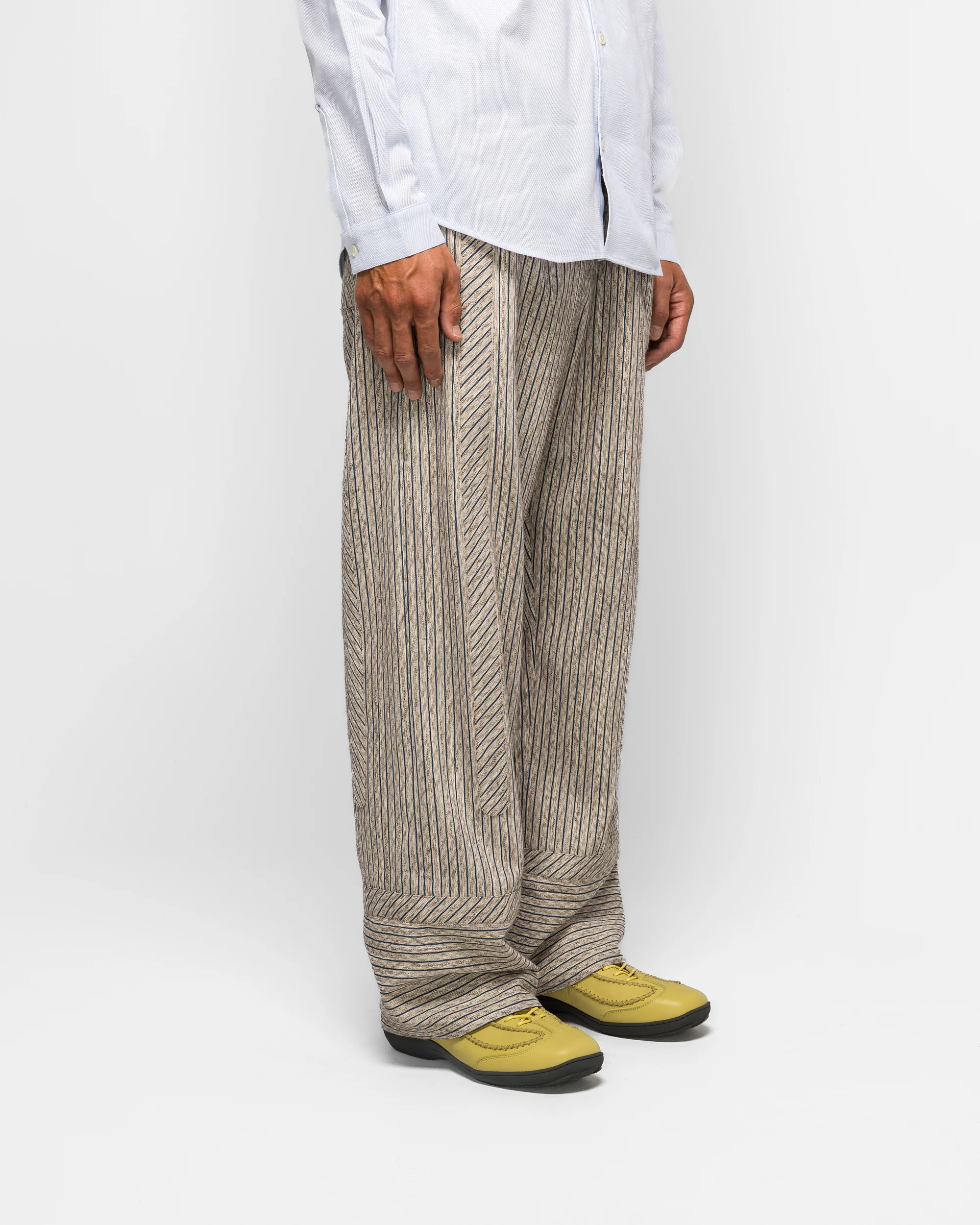 Kyan Trouser - Tan/Blue Textured Stripe - Image 3