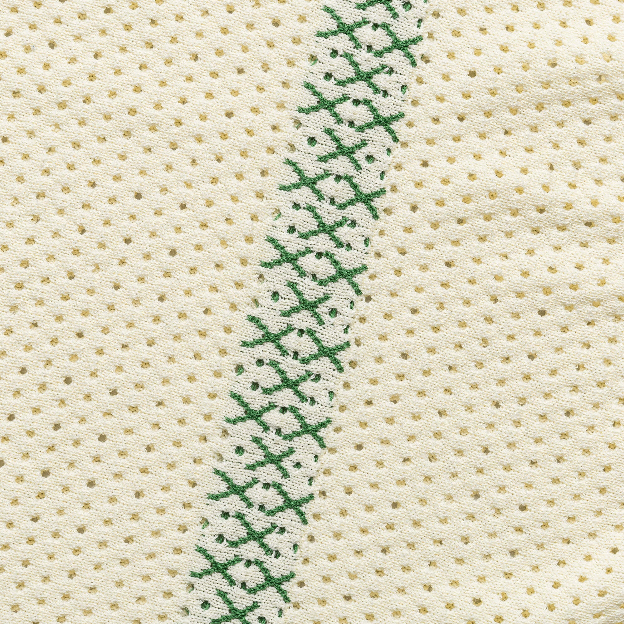 Knit Polo Mesh Stripe - Off White - Image 3