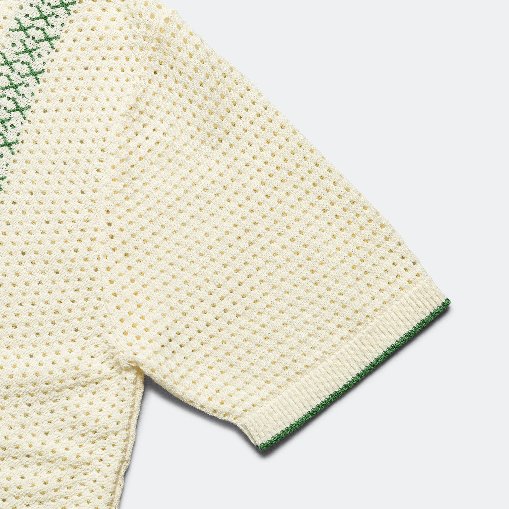 Knit Polo Mesh Stripe - Off White - Image 4