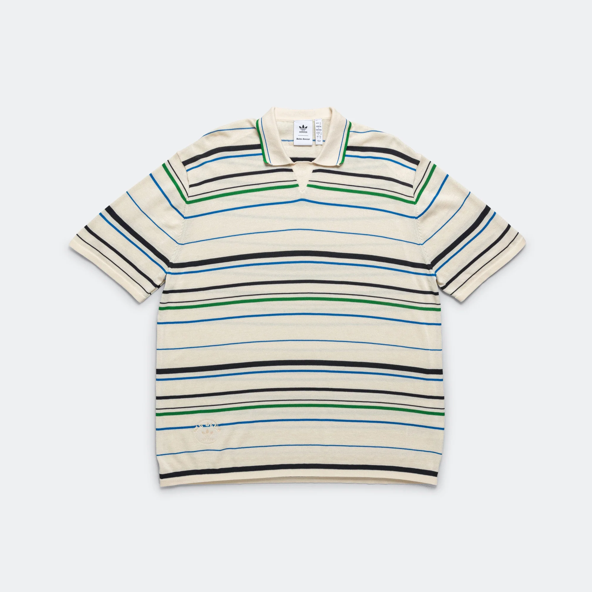 Knit Polo x Wales Bonner - Wonder White/Green-Bluebird