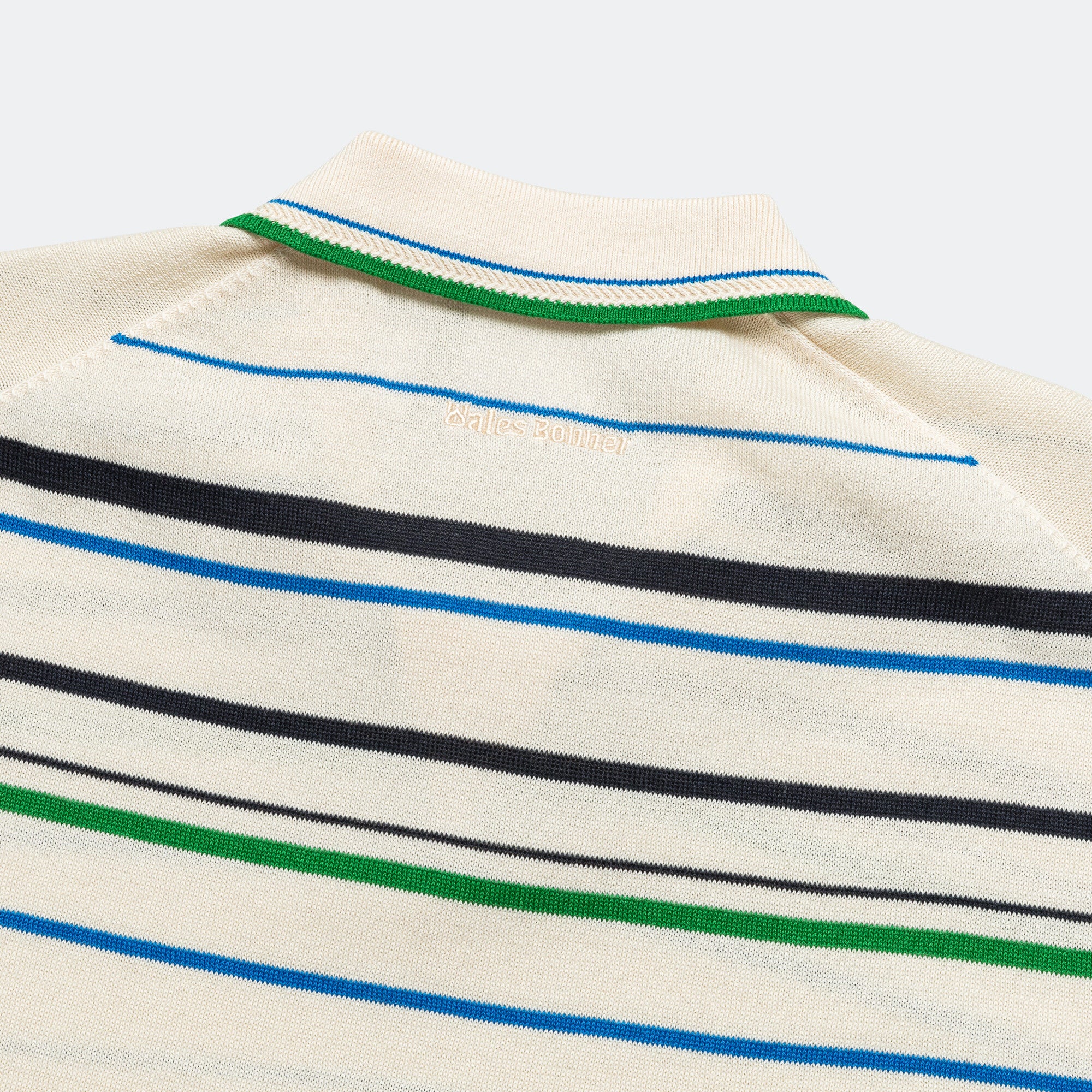 Knit Polo x Wales Bonner - Wonder White/Green-Bluebird - Image 5