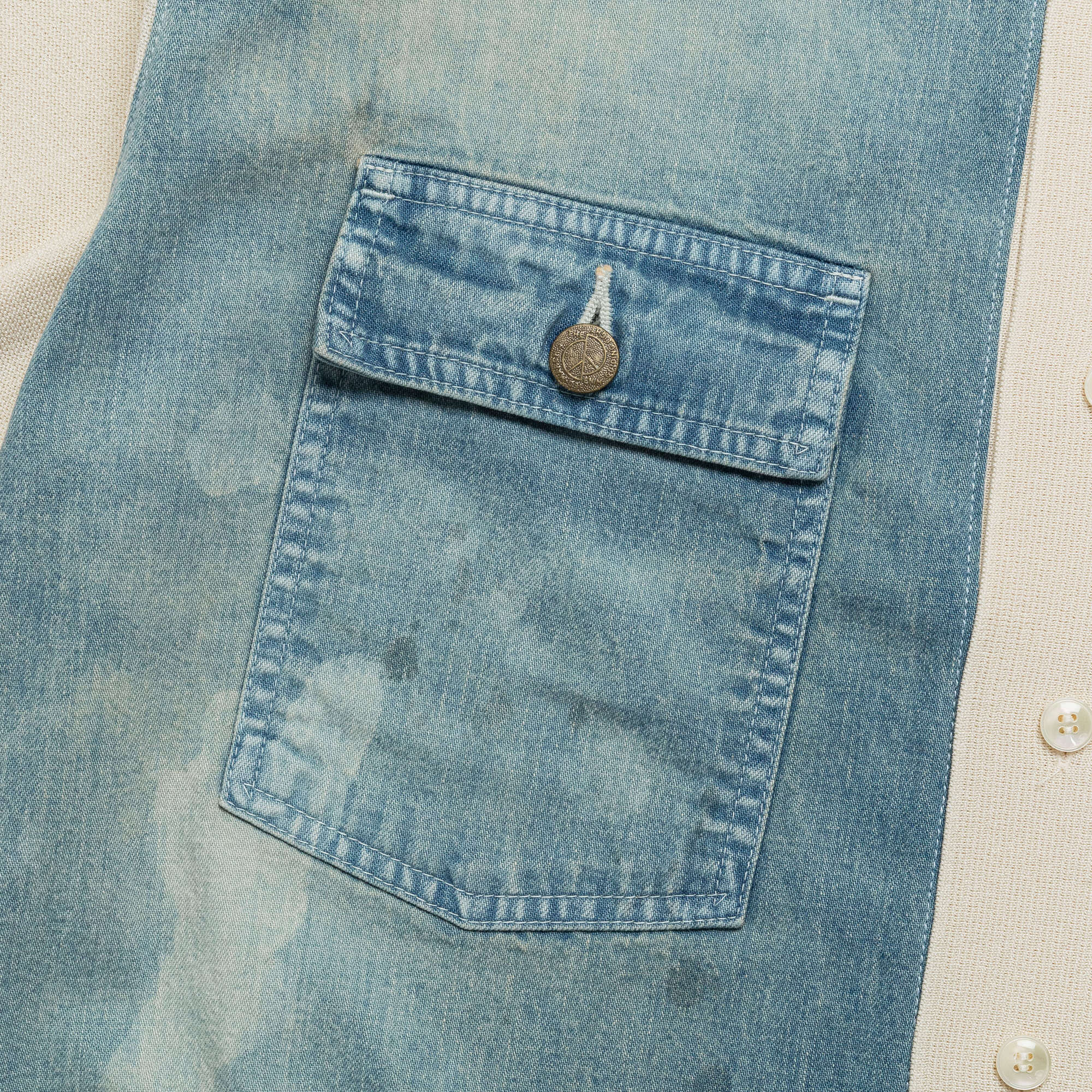 Knit x 8oz Denim Coverall Polo Shirt - Ecru - Image 3