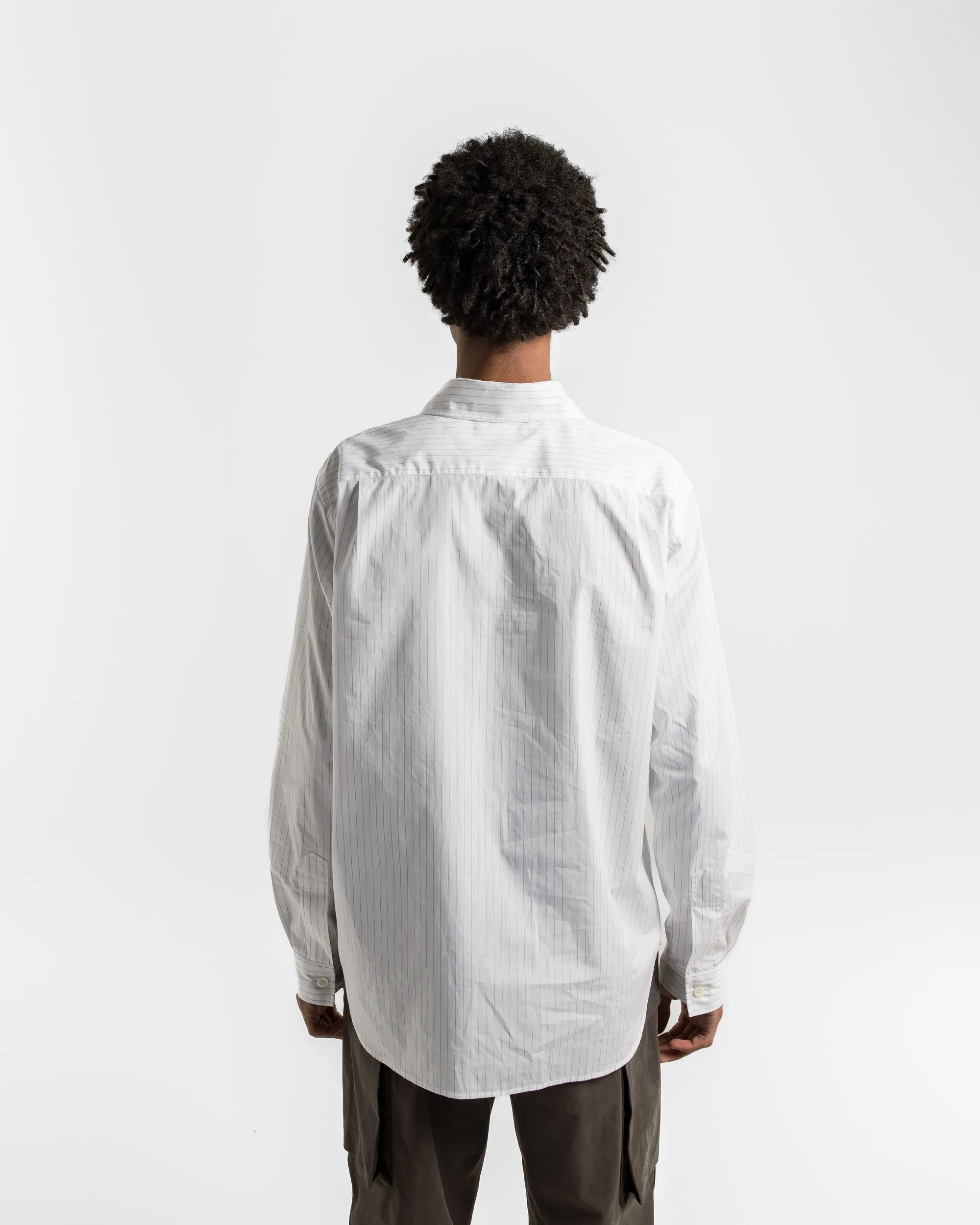 Basic Shirt - White/Grey Fine Cotton Stripe - Image 4
