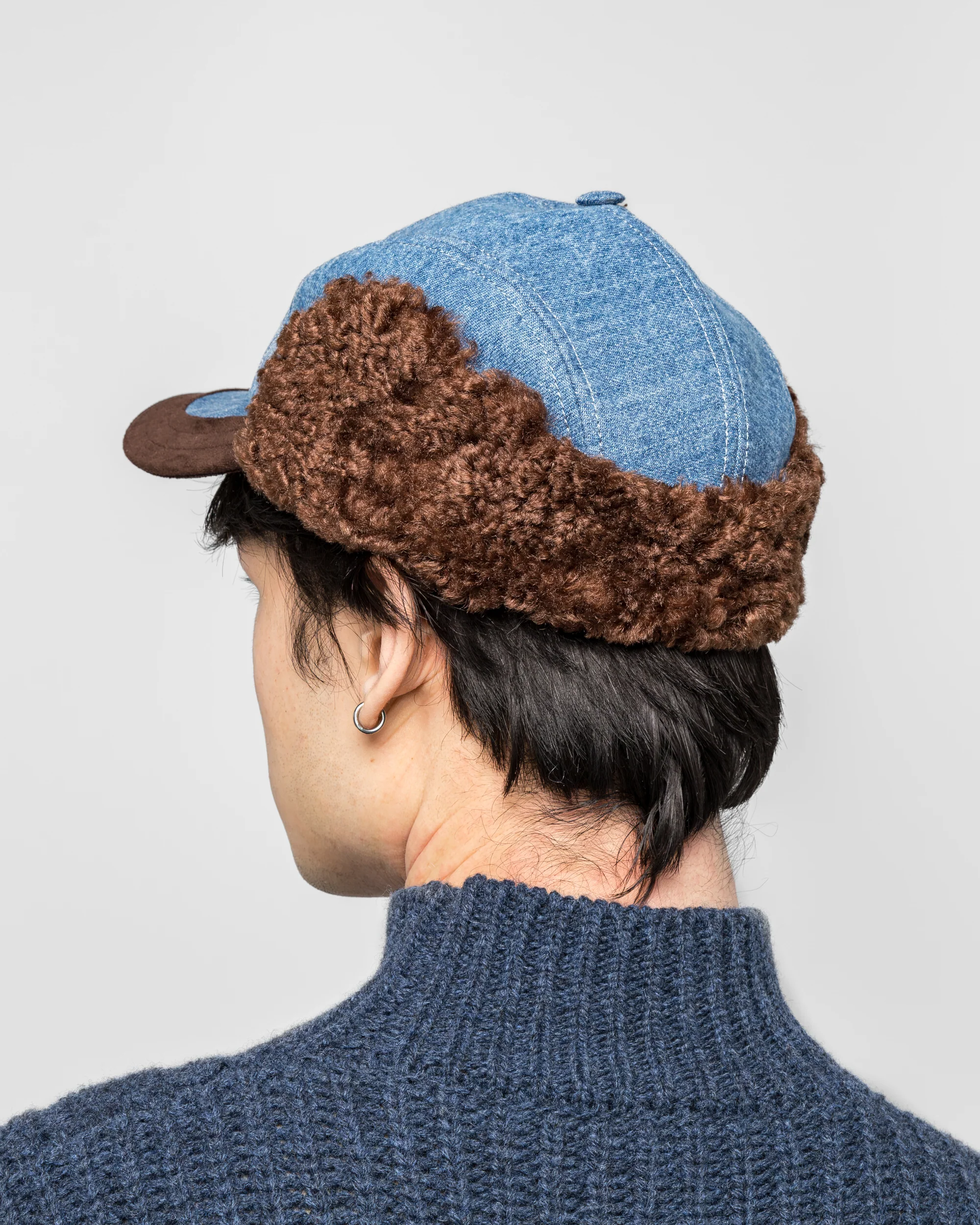 Baseball Trapper Hat - Washed Bull Denim - Image 6