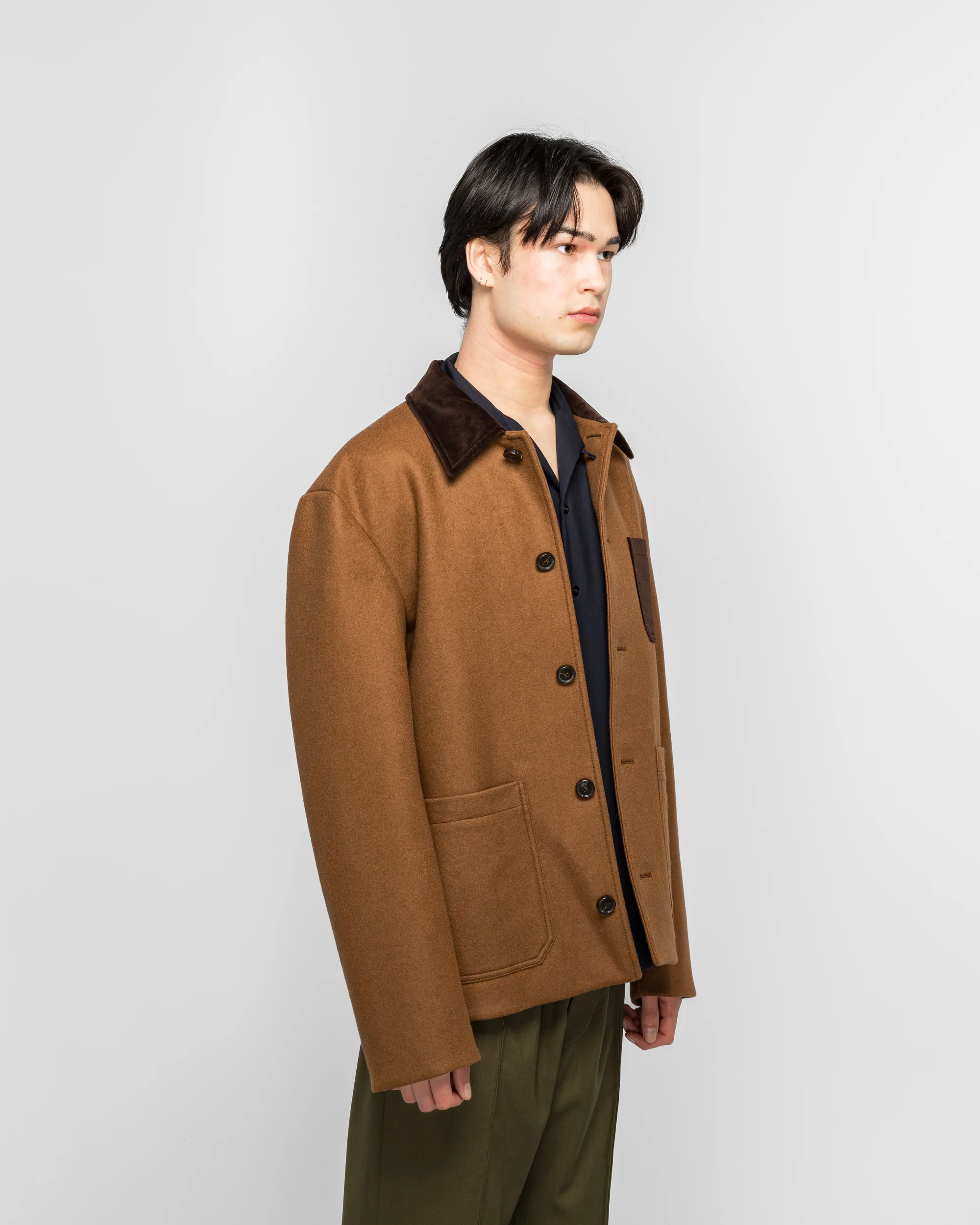 Double Splittable Wool Felt Workwear Jacket - Maroon - Image 3