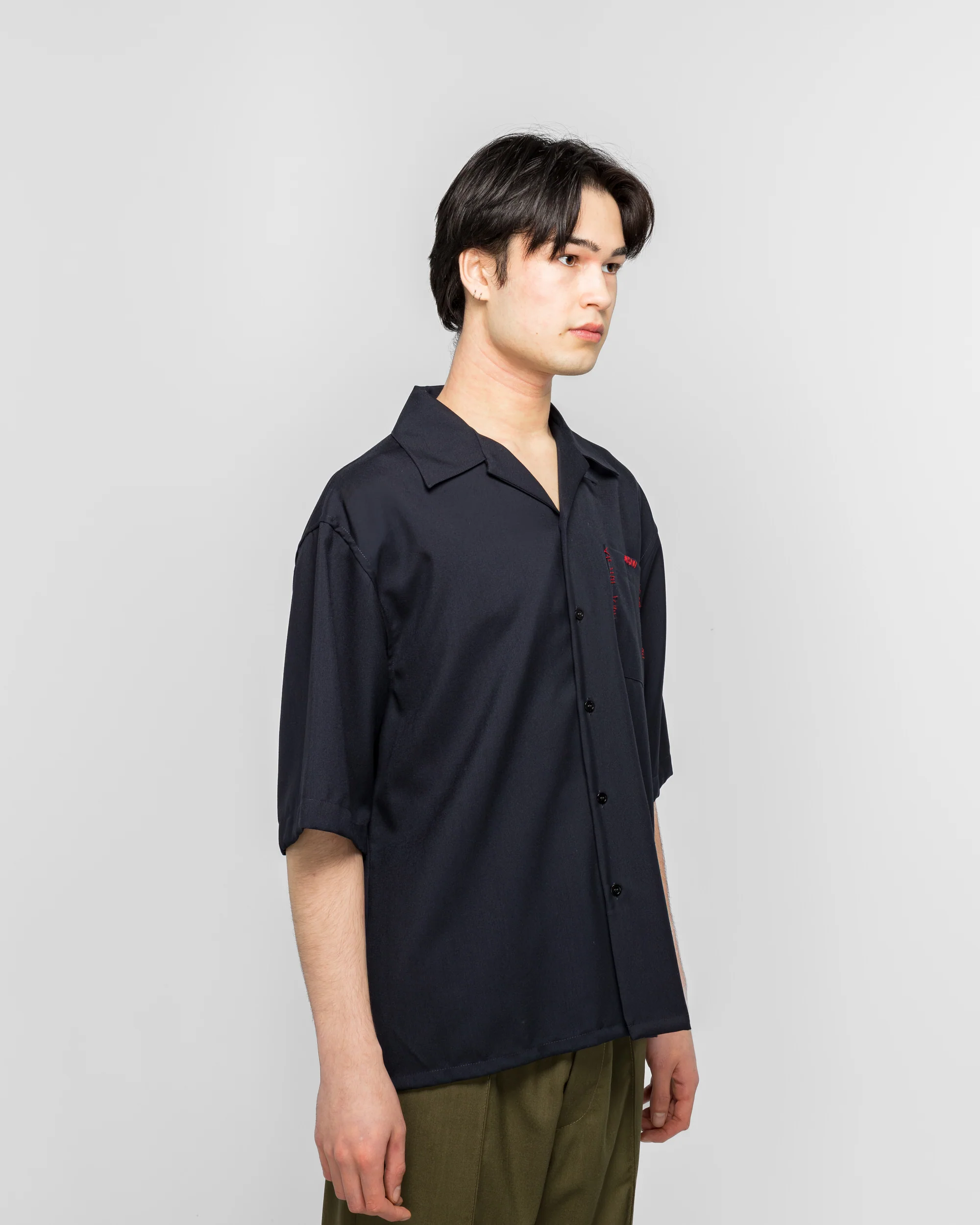 S/S Tropical Wool Shirt - Blublack - Image 3