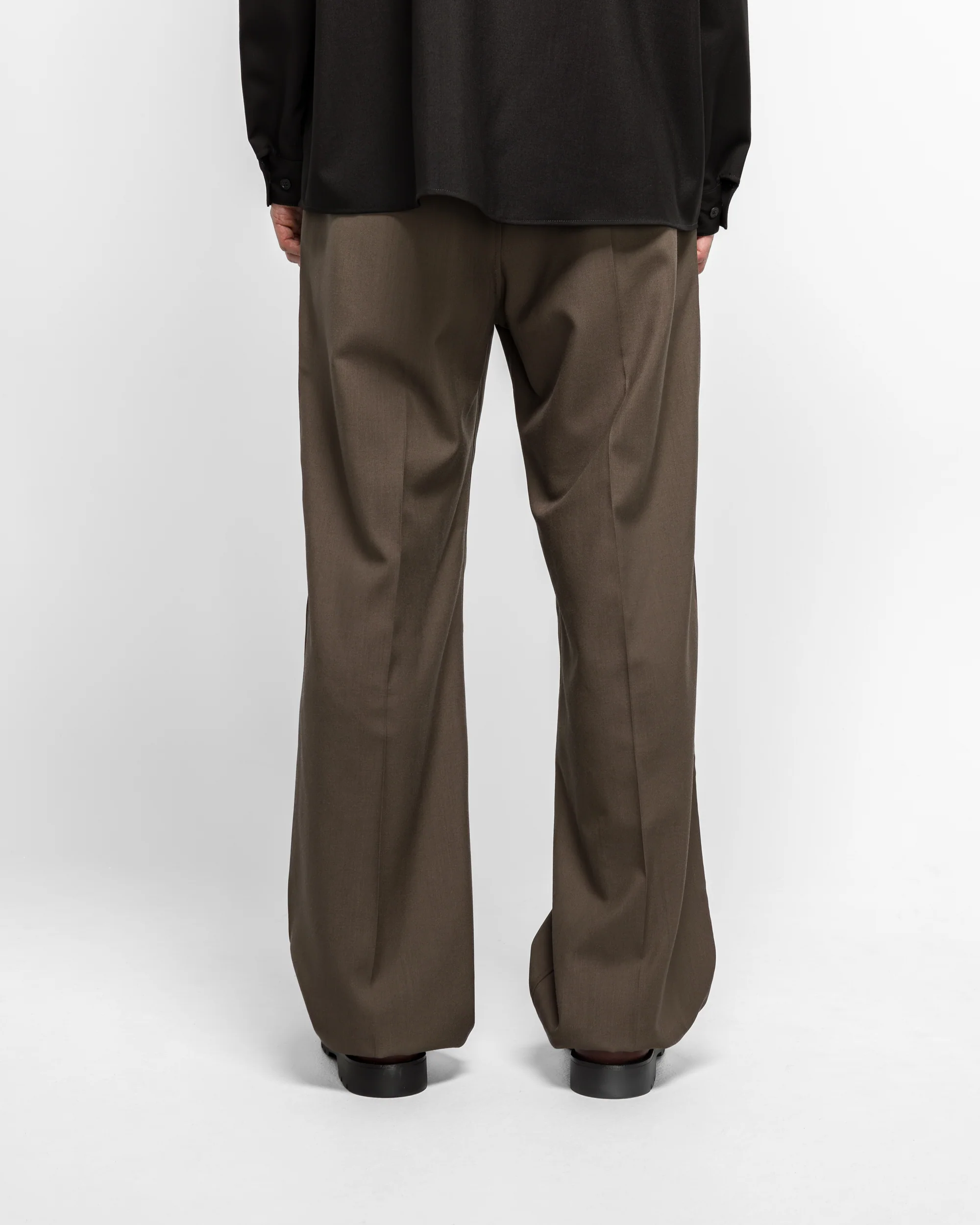 Tropical Wool Pleated Trousers - Truffle - Image 4
