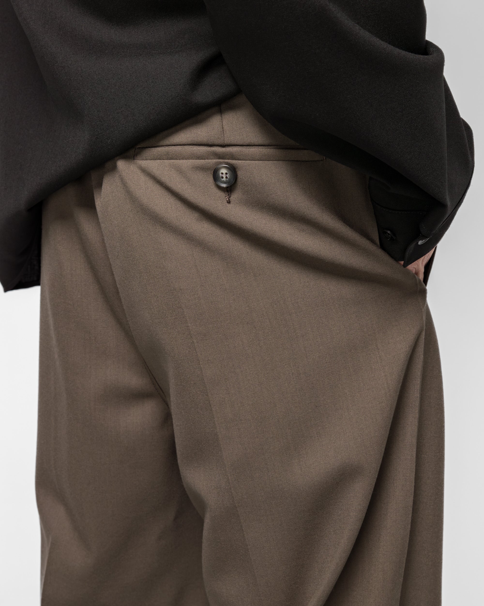 Tropical Wool Pleated Trousers - Truffle - Image 5