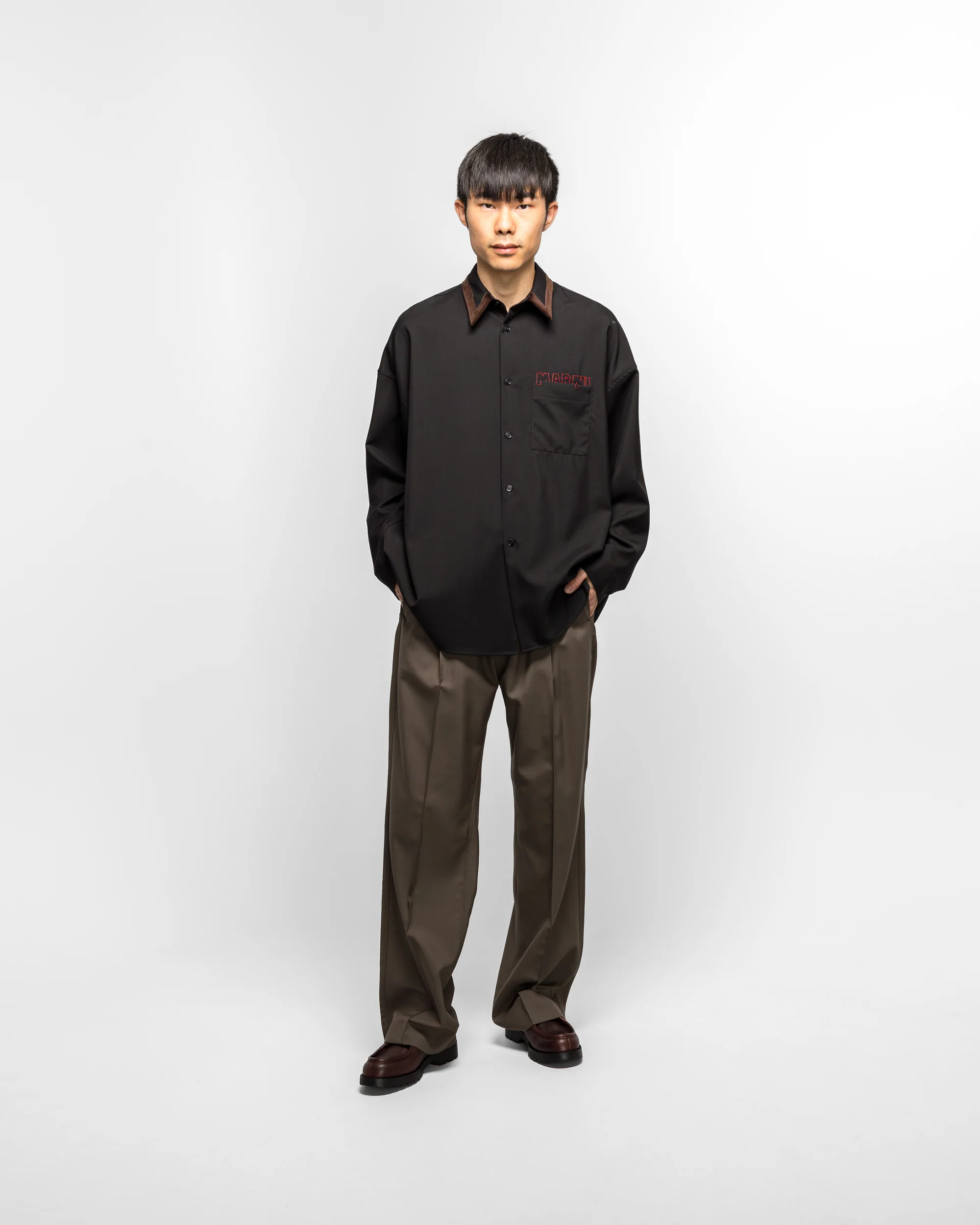 Tropical Wool Pleated Trousers - Truffle - Image 6