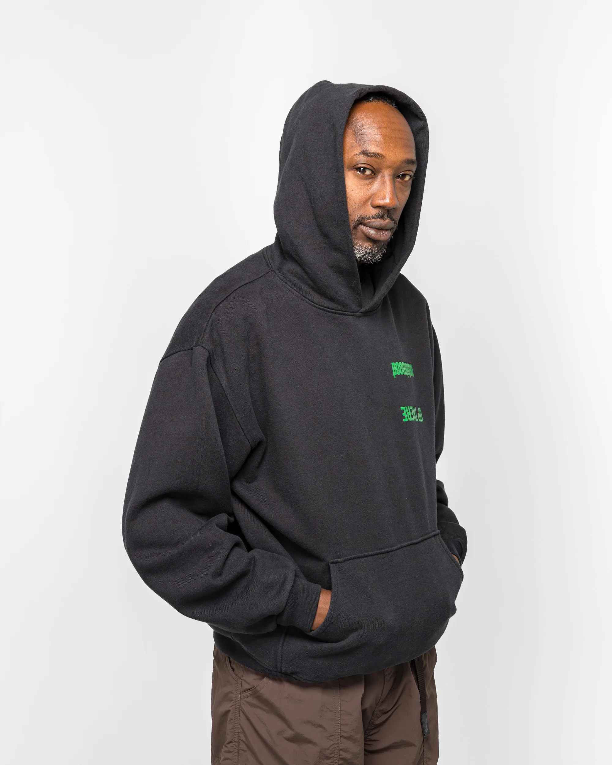 Handful Hooded Sweatshirt x UP THERE - Overdyed Black Wash - Image 7