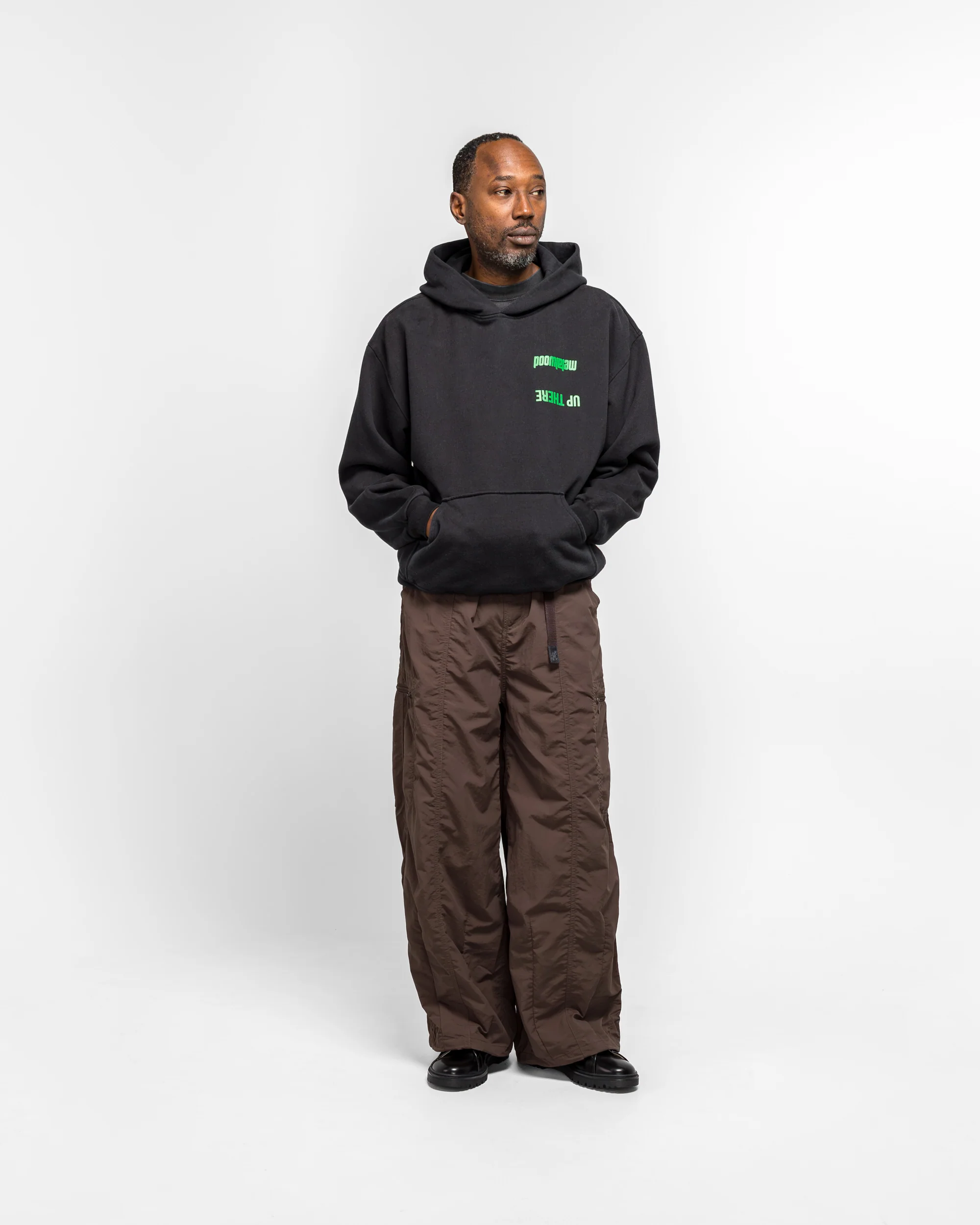 Handful Hooded Sweatshirt x UP THERE - Overdyed Black Wash - Image 8