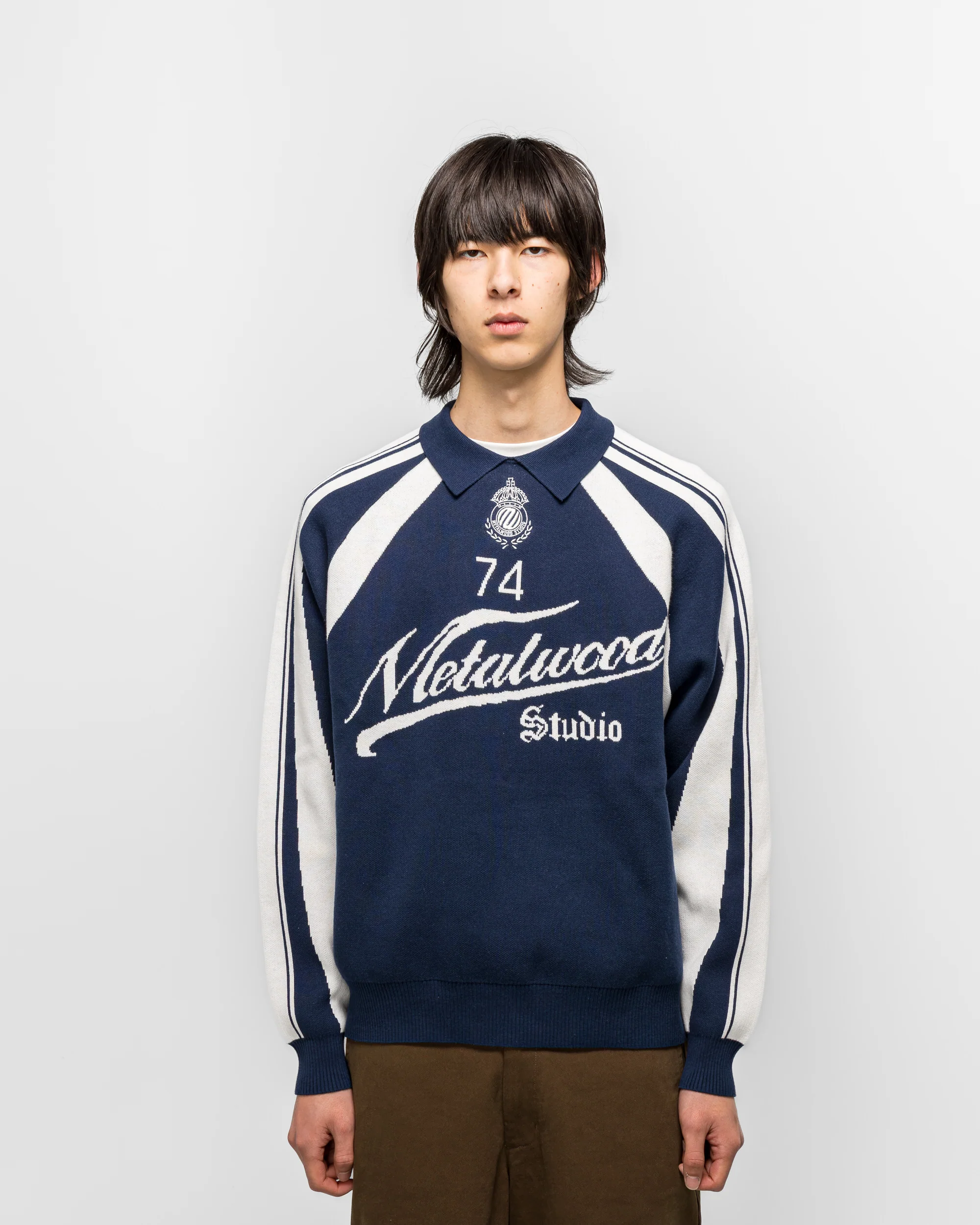 Knit Football Top - Navy - Image 2