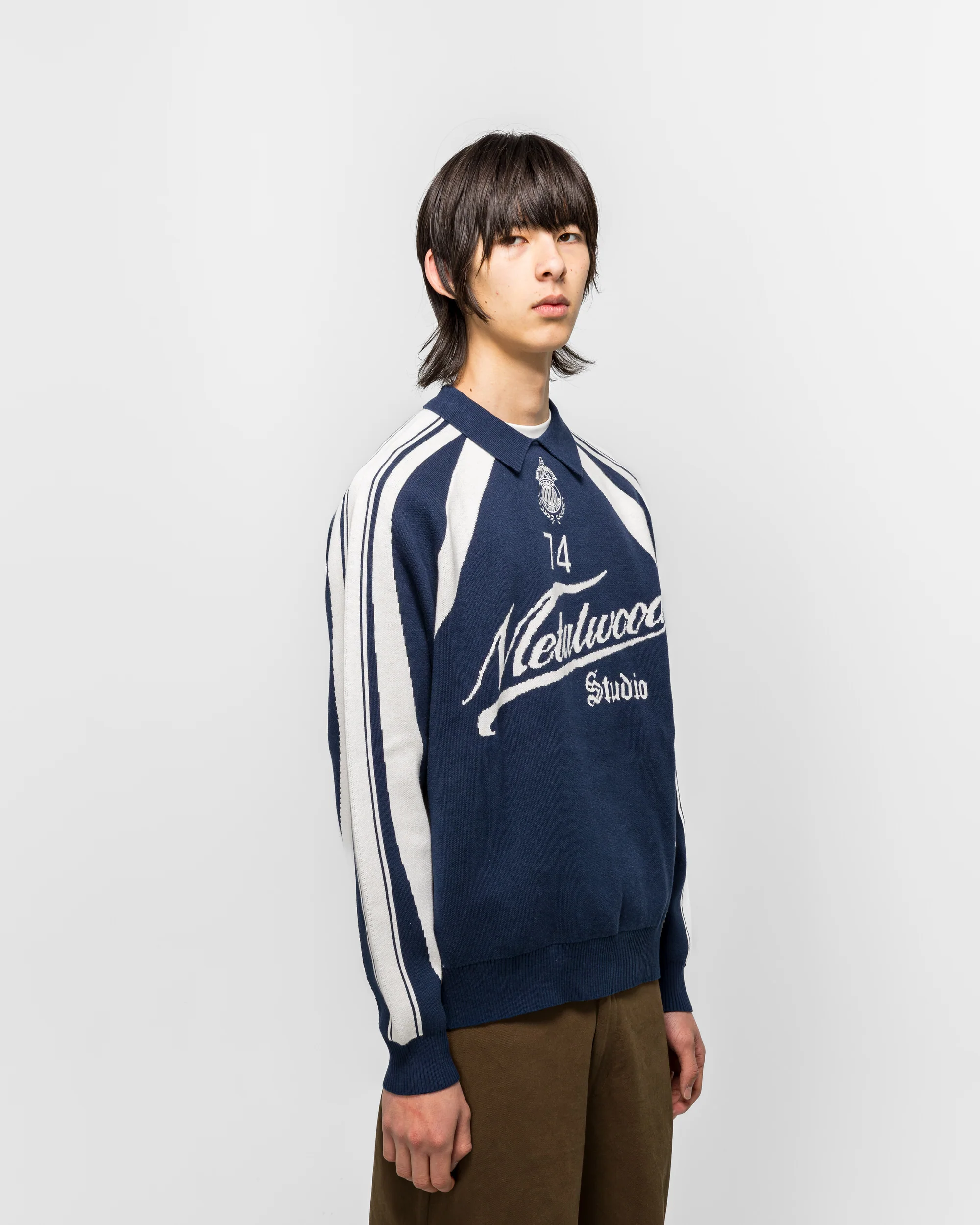 Knit Football Top - Navy - Image 3