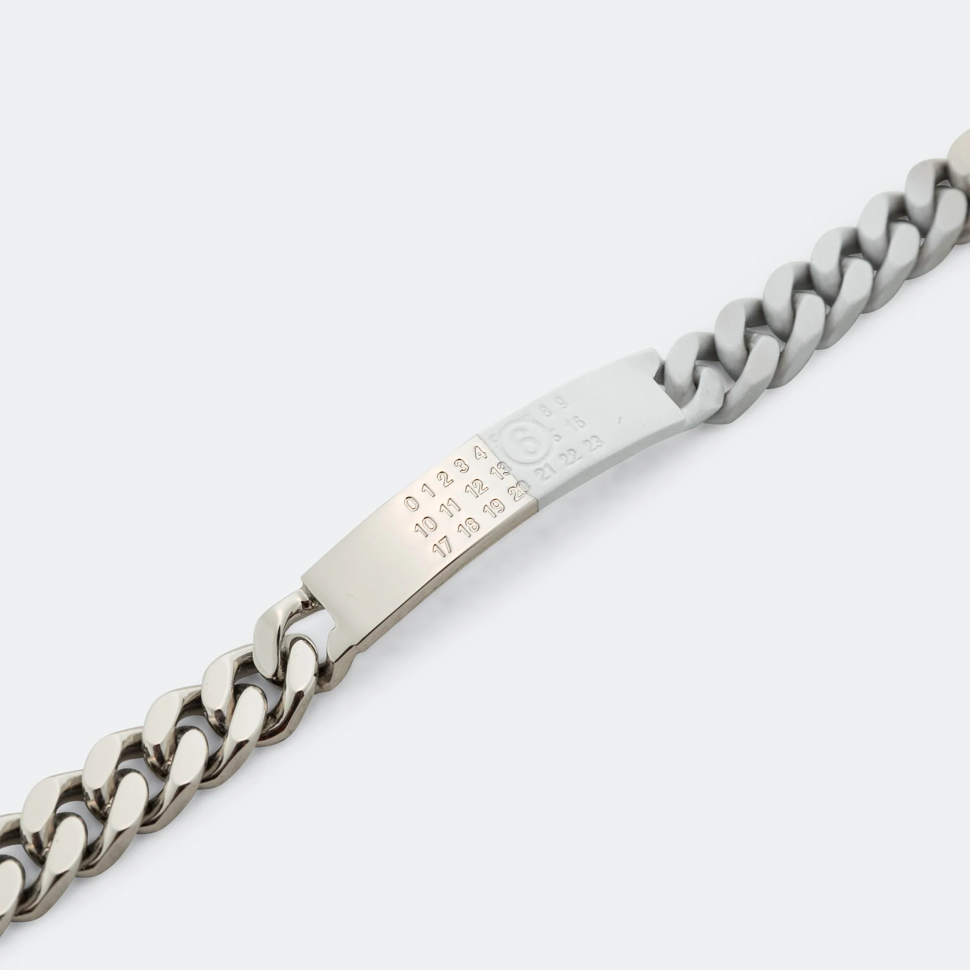 Minimal Logo ID Tag Curb Bracelet - Silver Toned Brass - Image 2