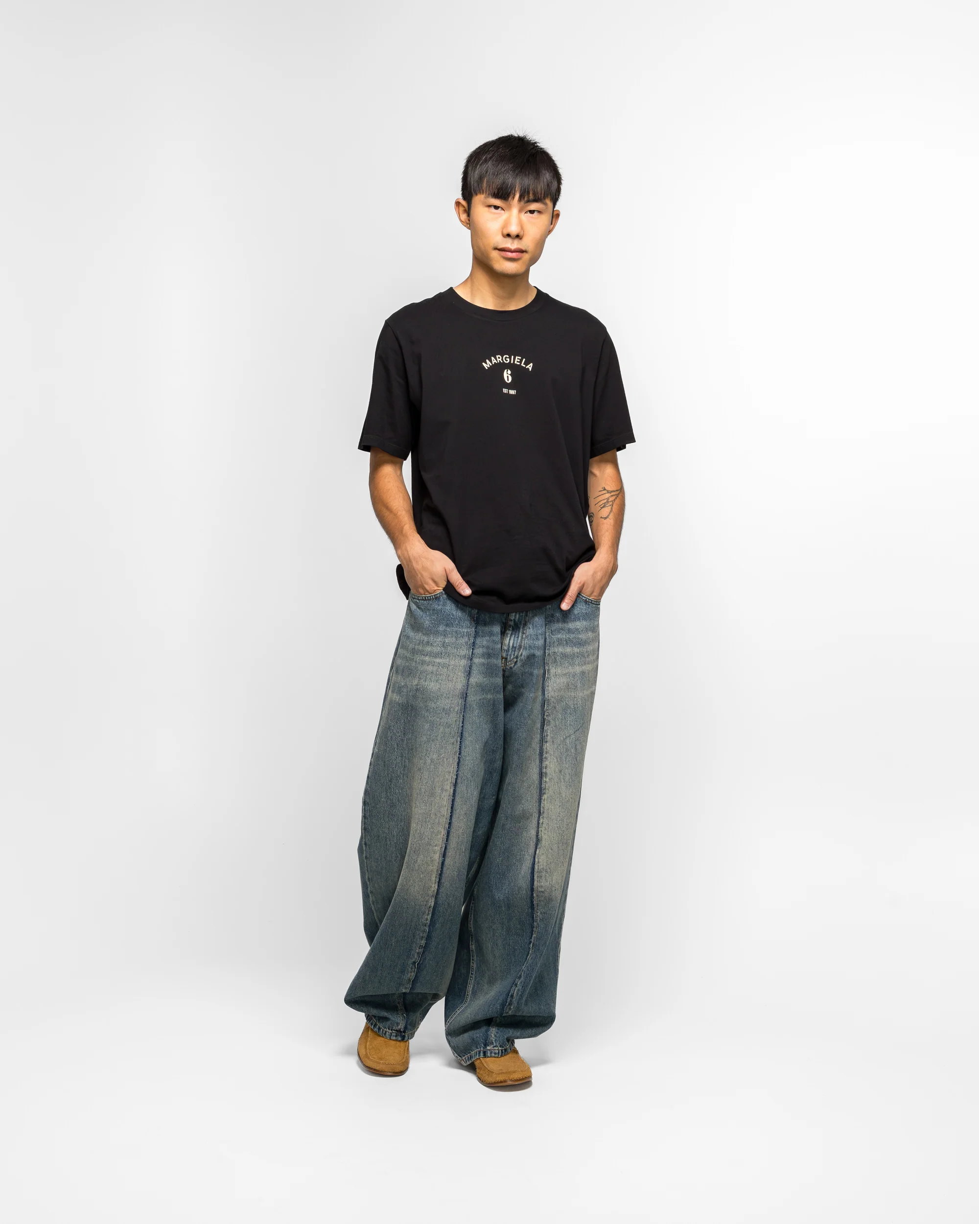 11oz Panelled Denim Trousers - Blue - Image 6