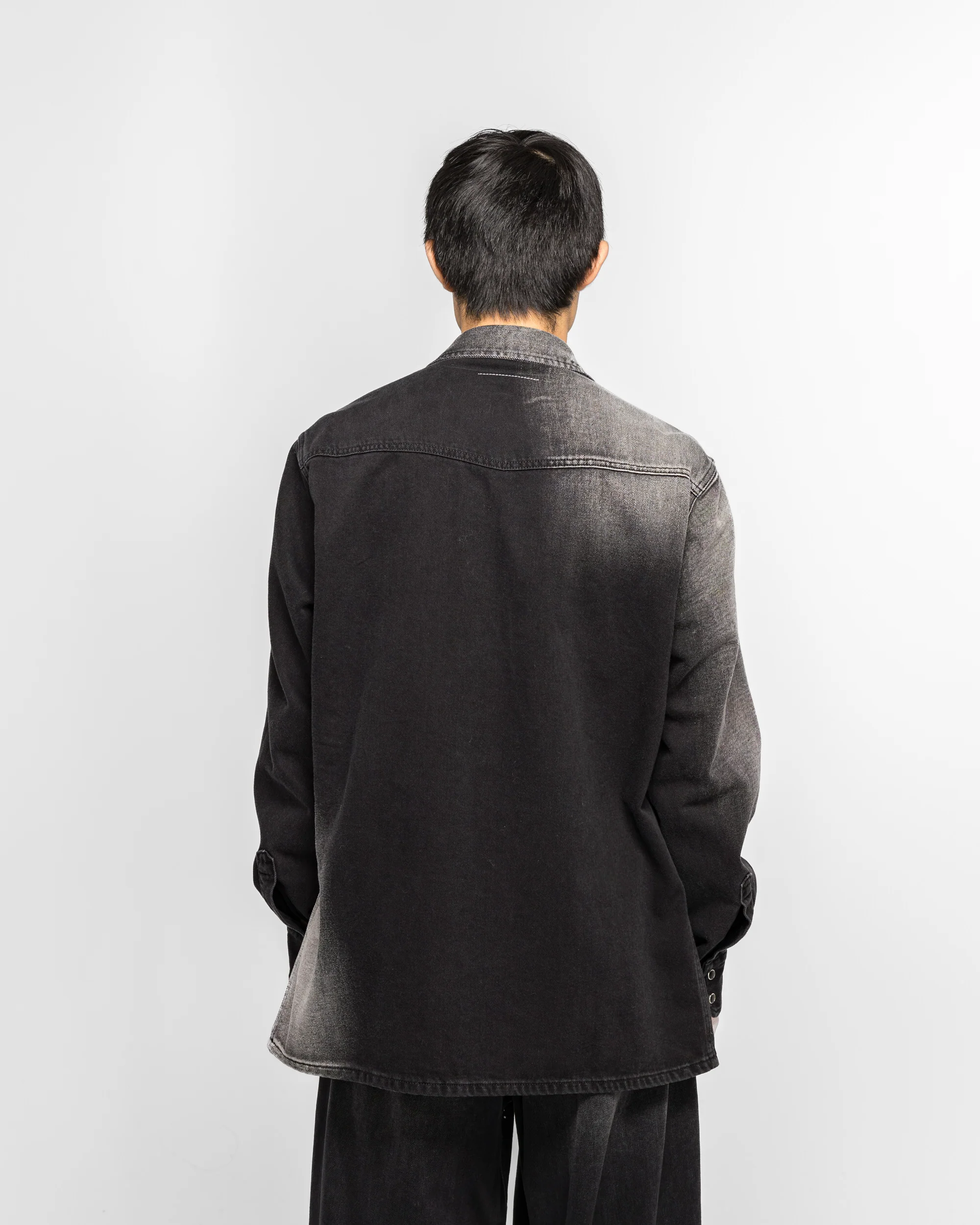 Faded Denim Overshirt - Black - Image 4
