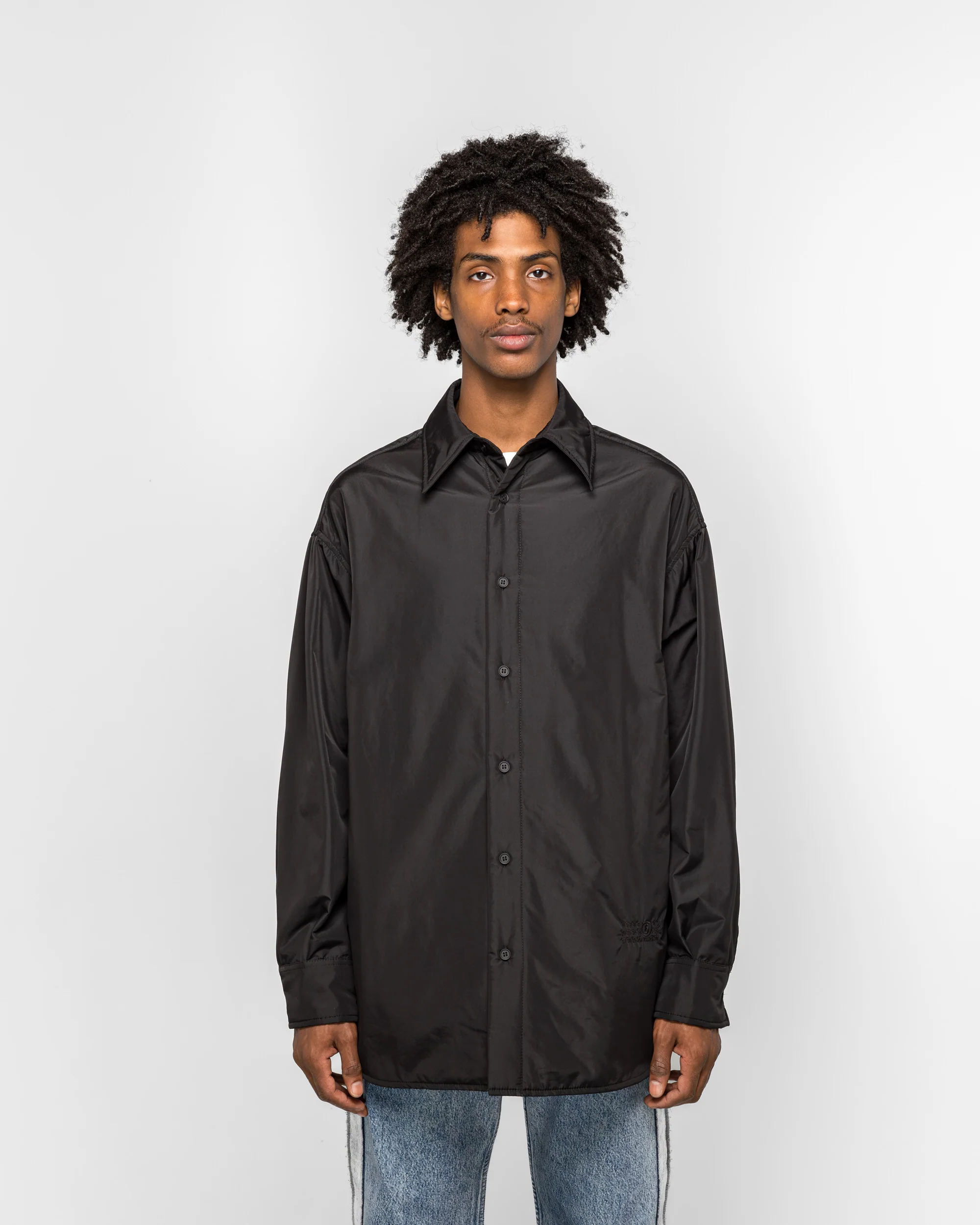 Light Padded Nylon Overshirt - Black - Image 2