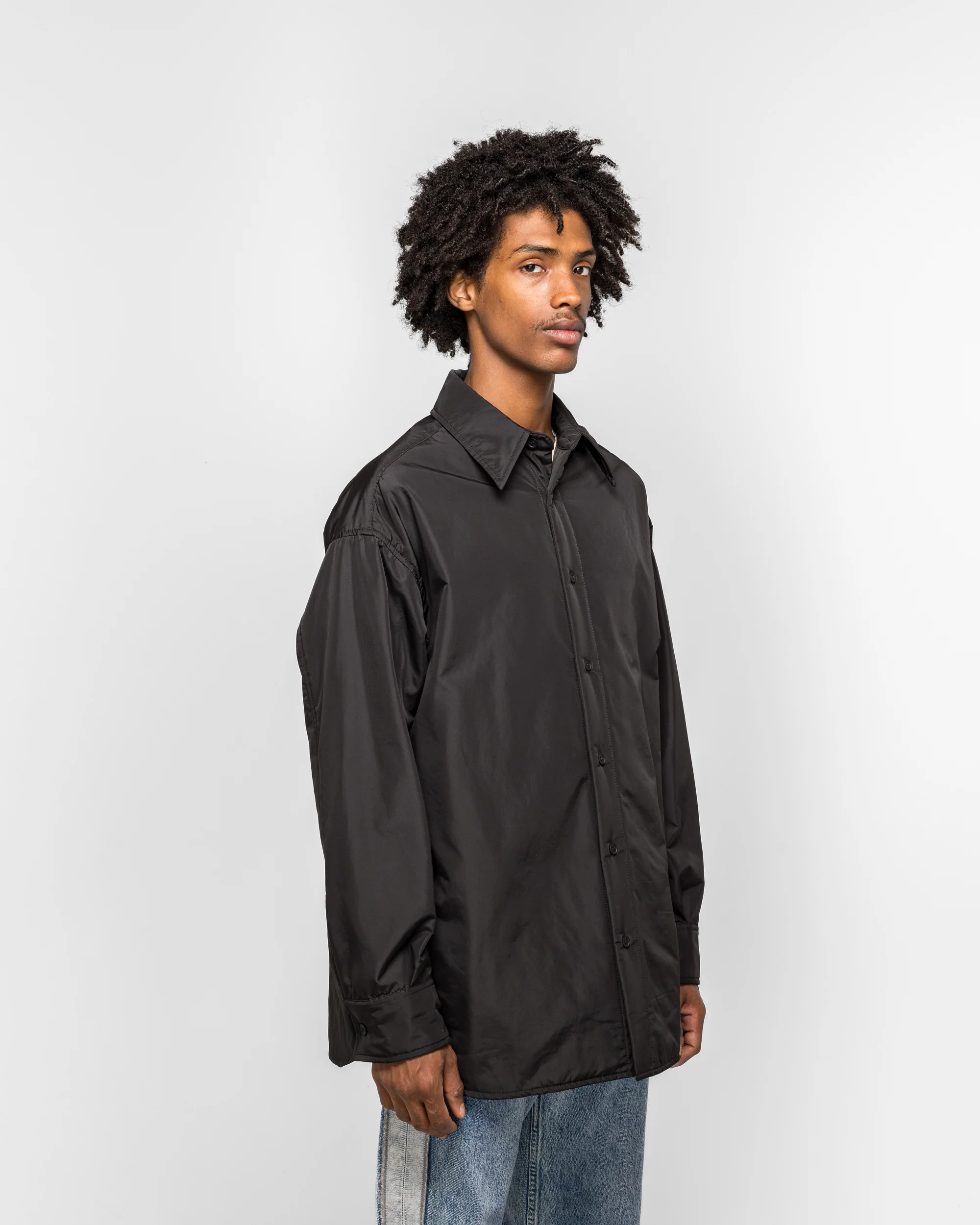 Light Padded Nylon Overshirt - Black - Image 3
