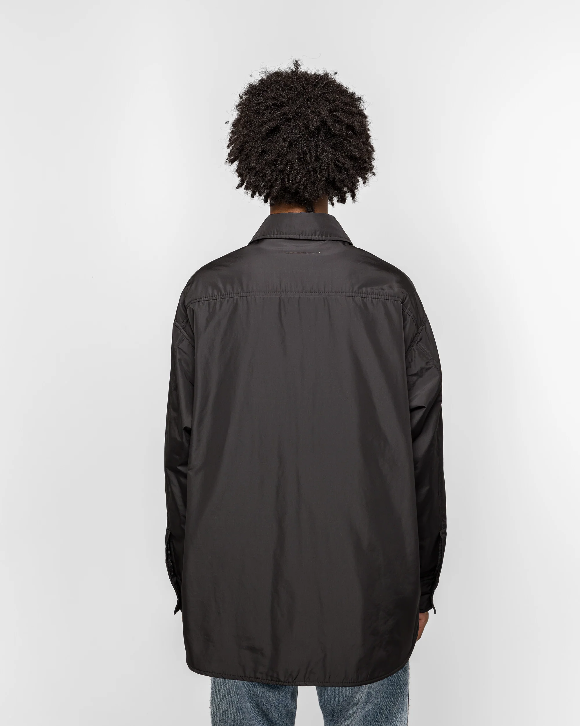 Light Padded Nylon Overshirt - Black - Image 4