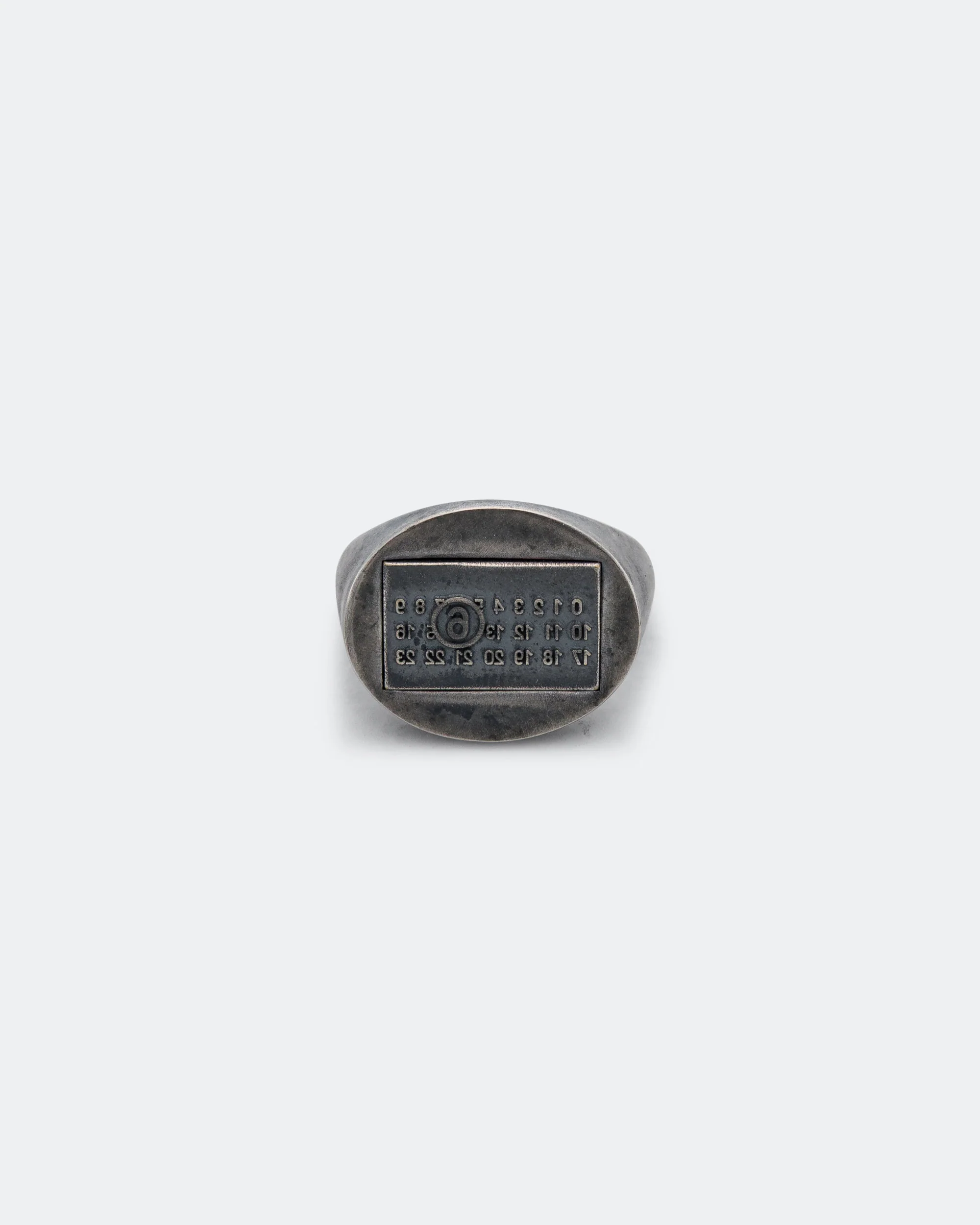 Minimal Logo 4mm Signet Ring - Silver Toned Brass