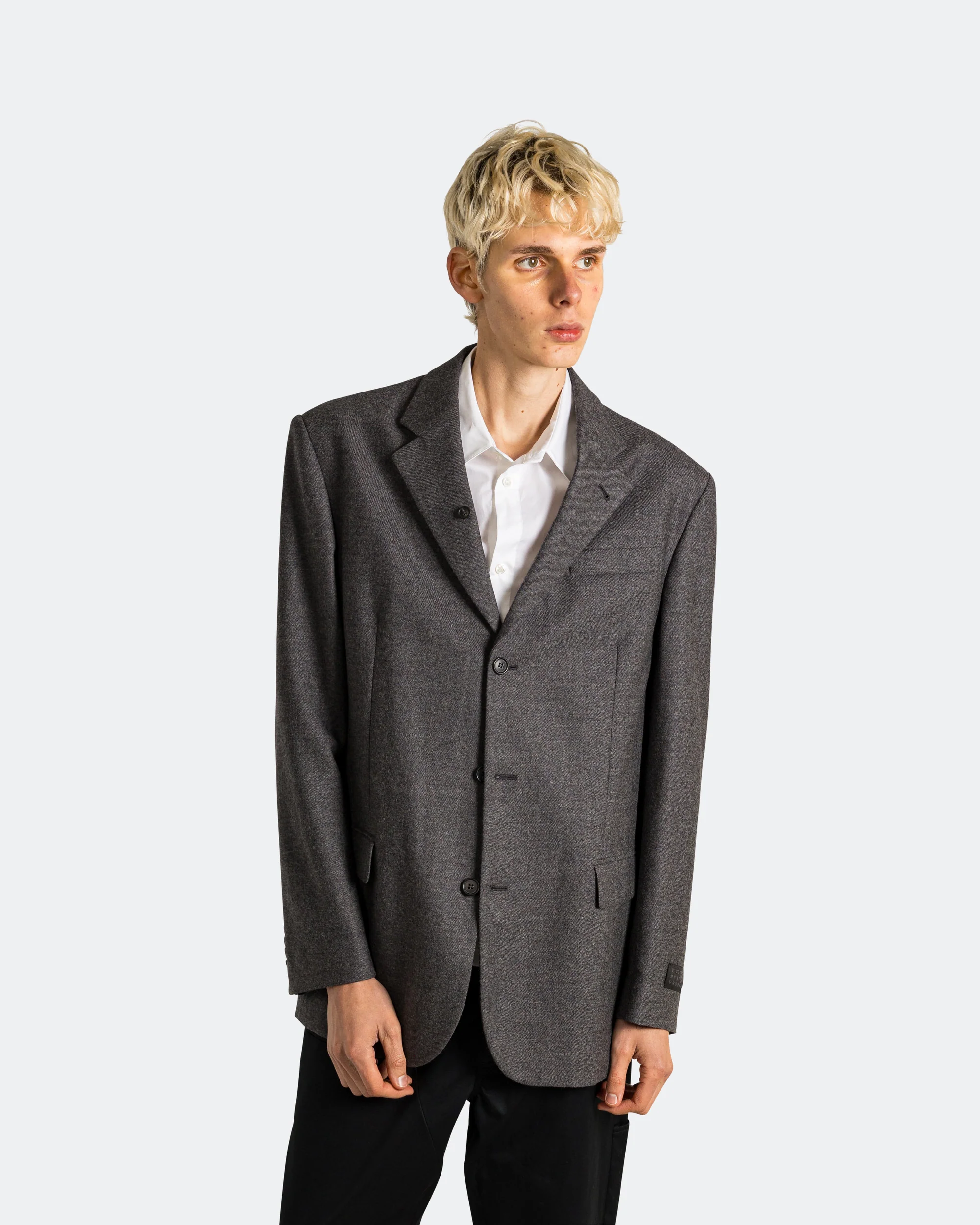 Tailored Wool Jacket - Dark Grey Melange - Image 2