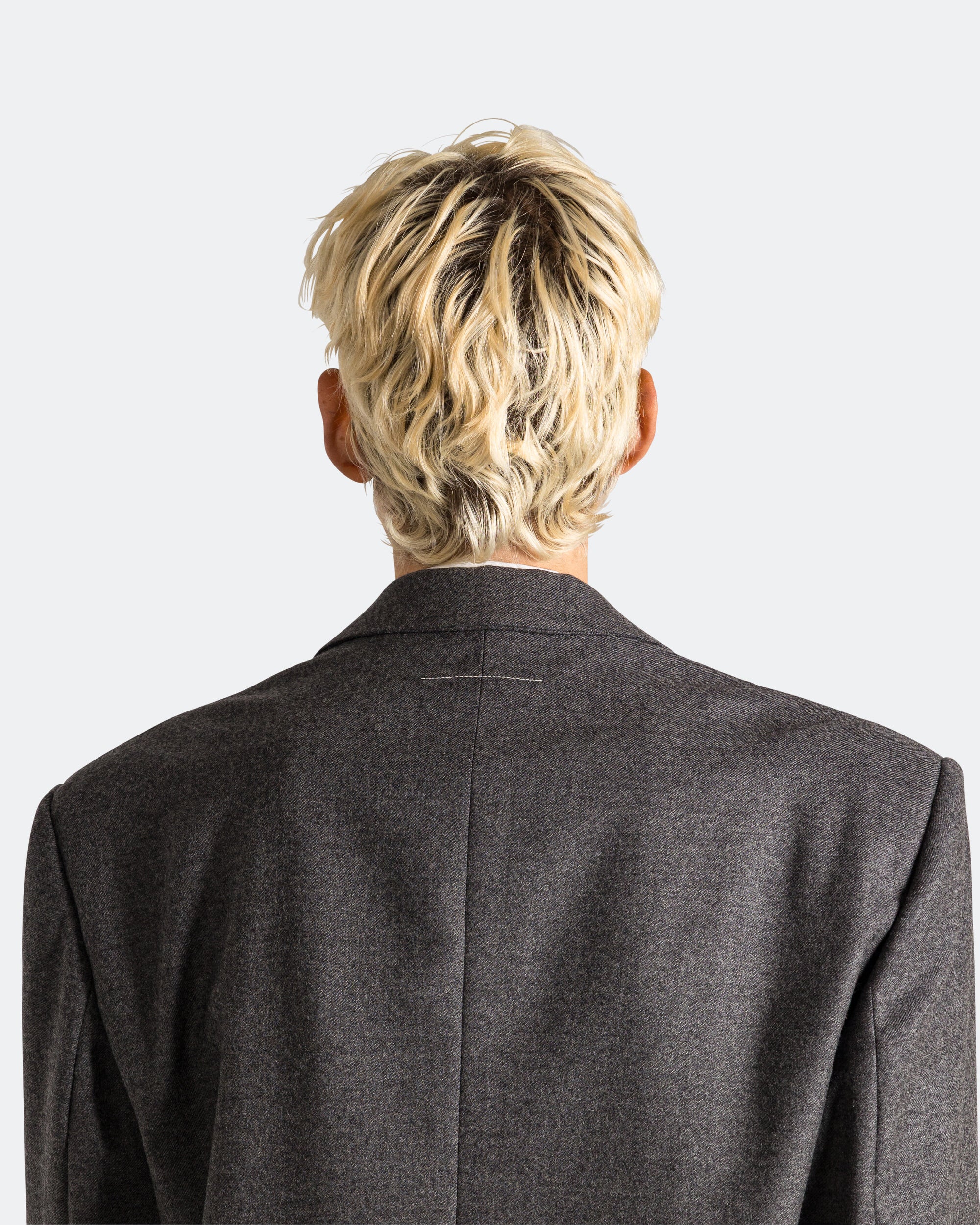 Tailored Wool Jacket - Dark Grey Melange - Image 4